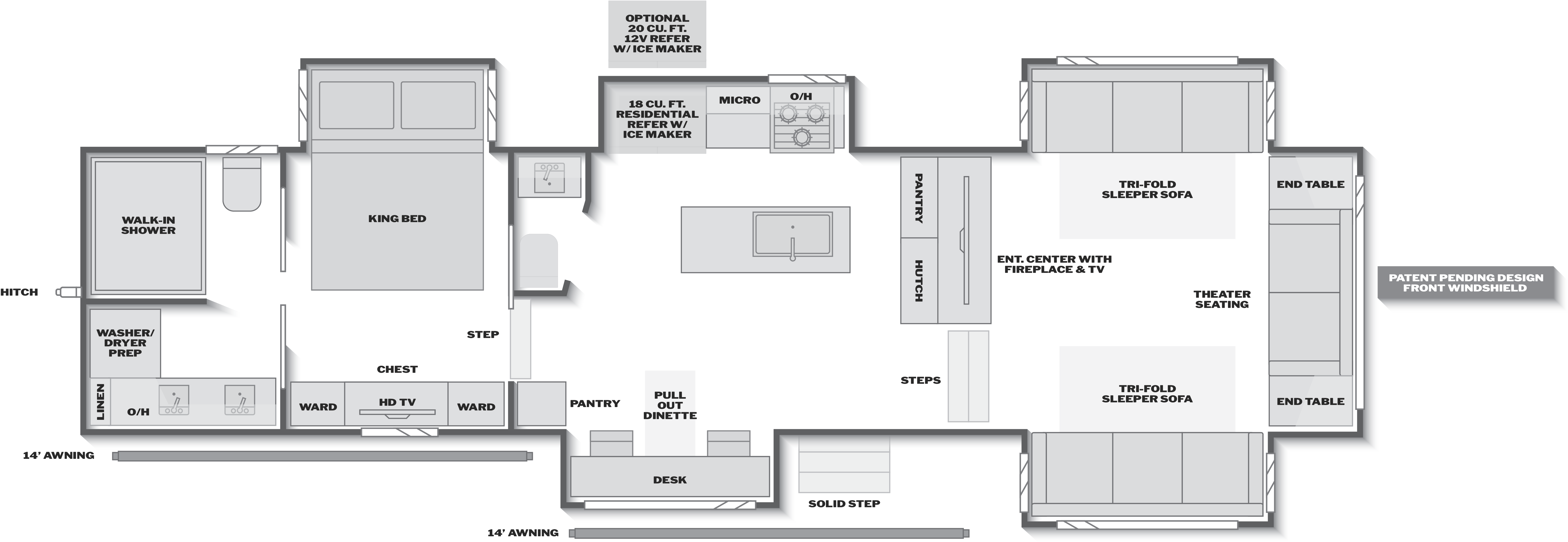 Floorplan of RV model 3710FL