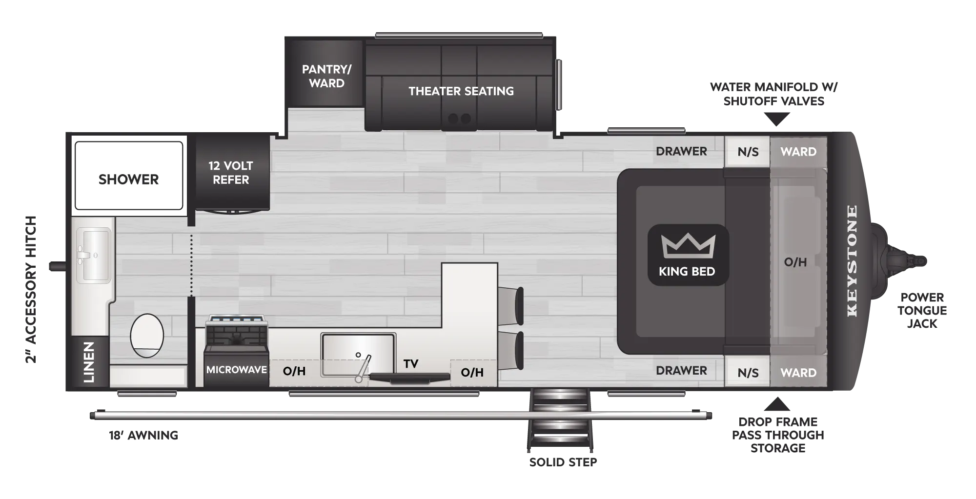 2027 Keystone Cougar Half-Ton 21LBK floor plan diagram — Travel Trailer, sleeps 4
