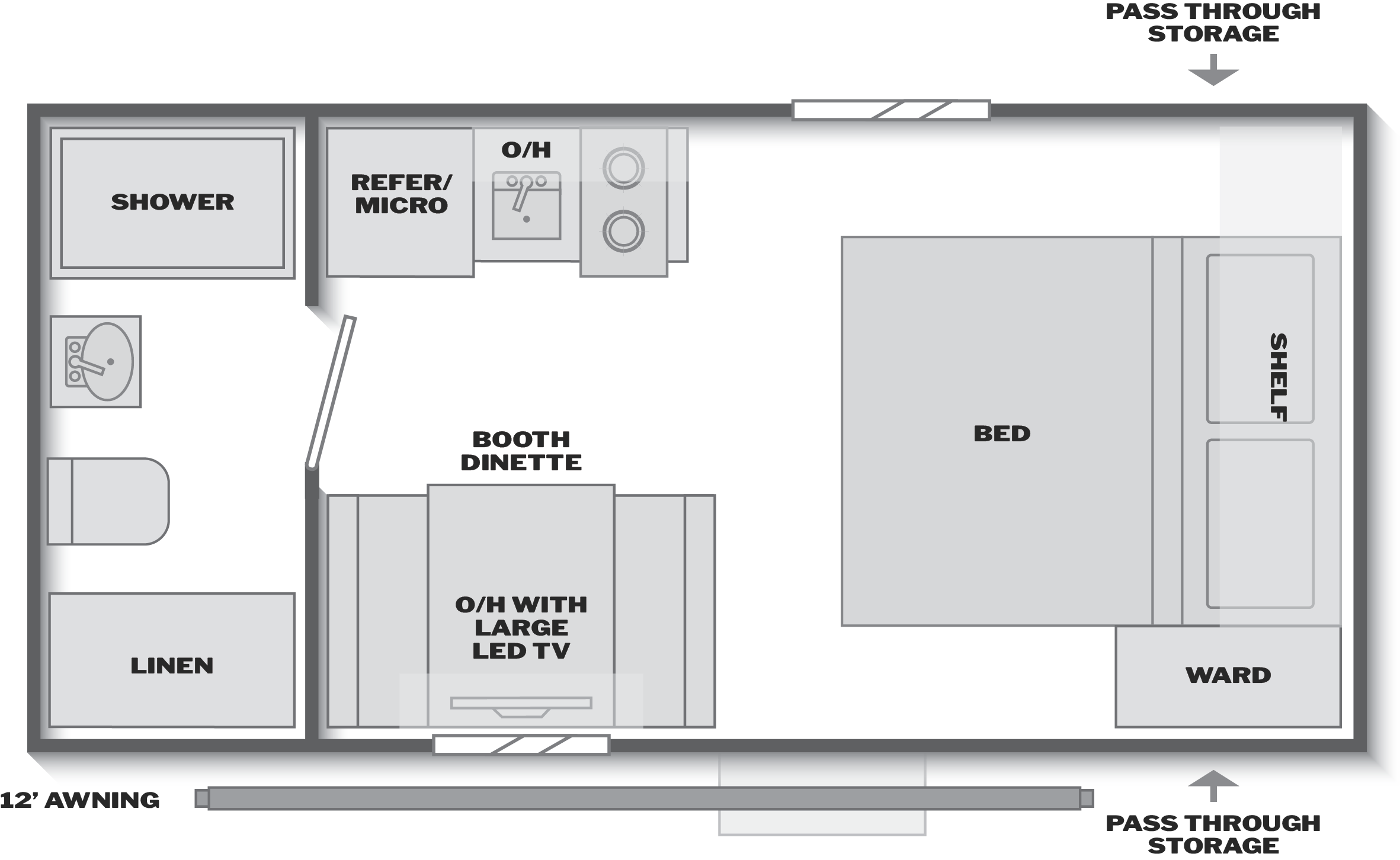 Floorplan of RV model 160RBC
