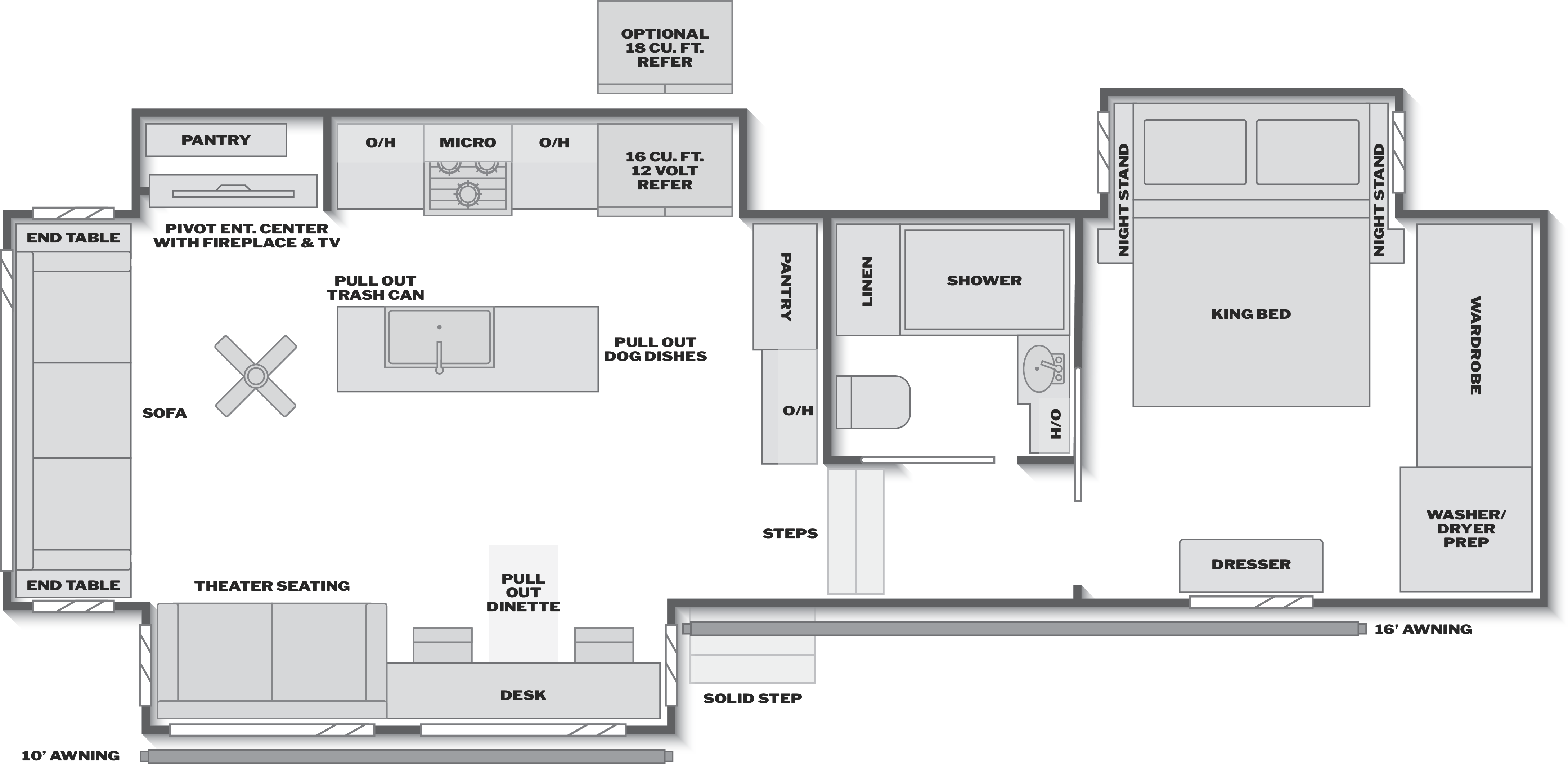 Floorplan of RV model 290RL