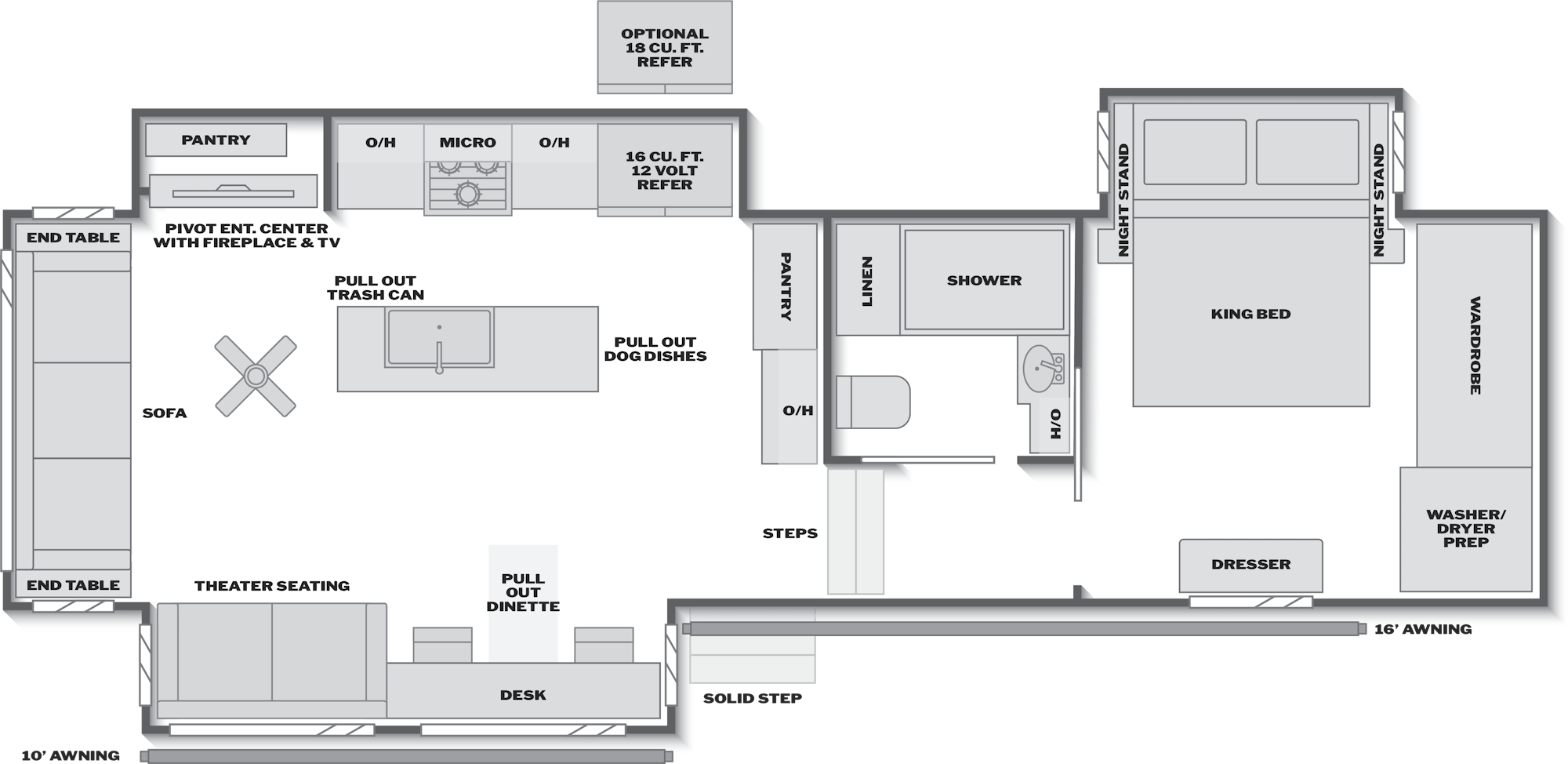 2027 Keystone Montana High Country 290RL floor plan diagram — Rear Living, sleeps 4