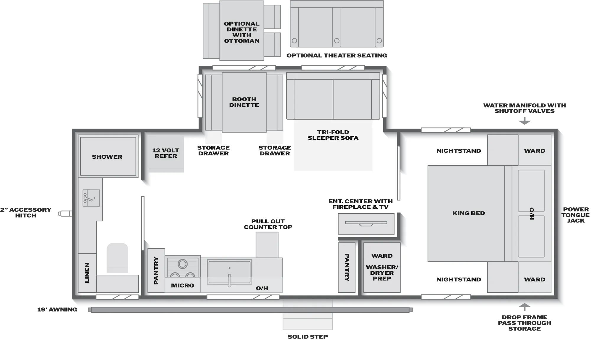 2027 Keystone Cougar Half-Ton 26LBW floor plan diagram — Travel Trailer, sleeps 6