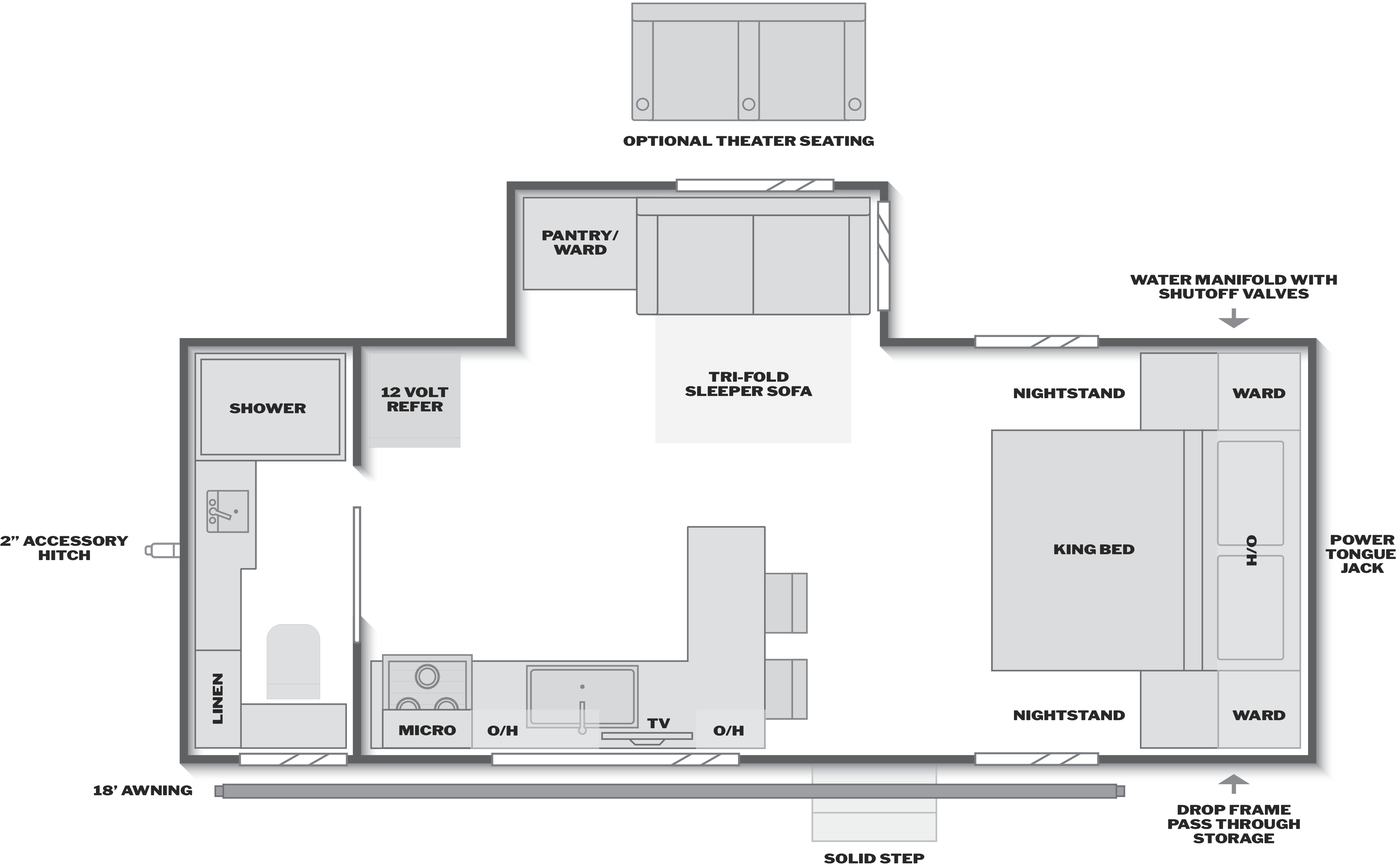Floorplan of RV model 21LBWE