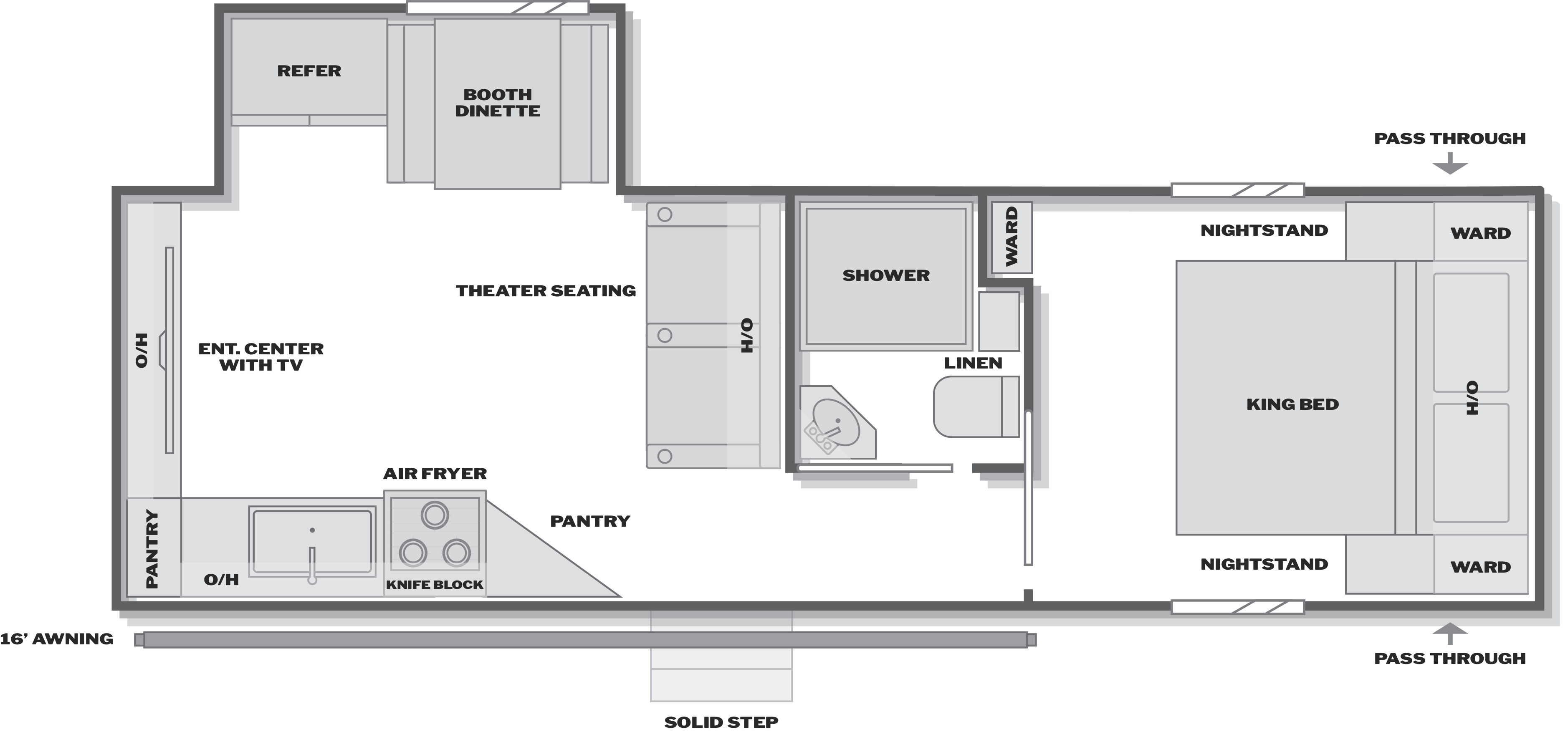 Floorplan of RV model 25REX
