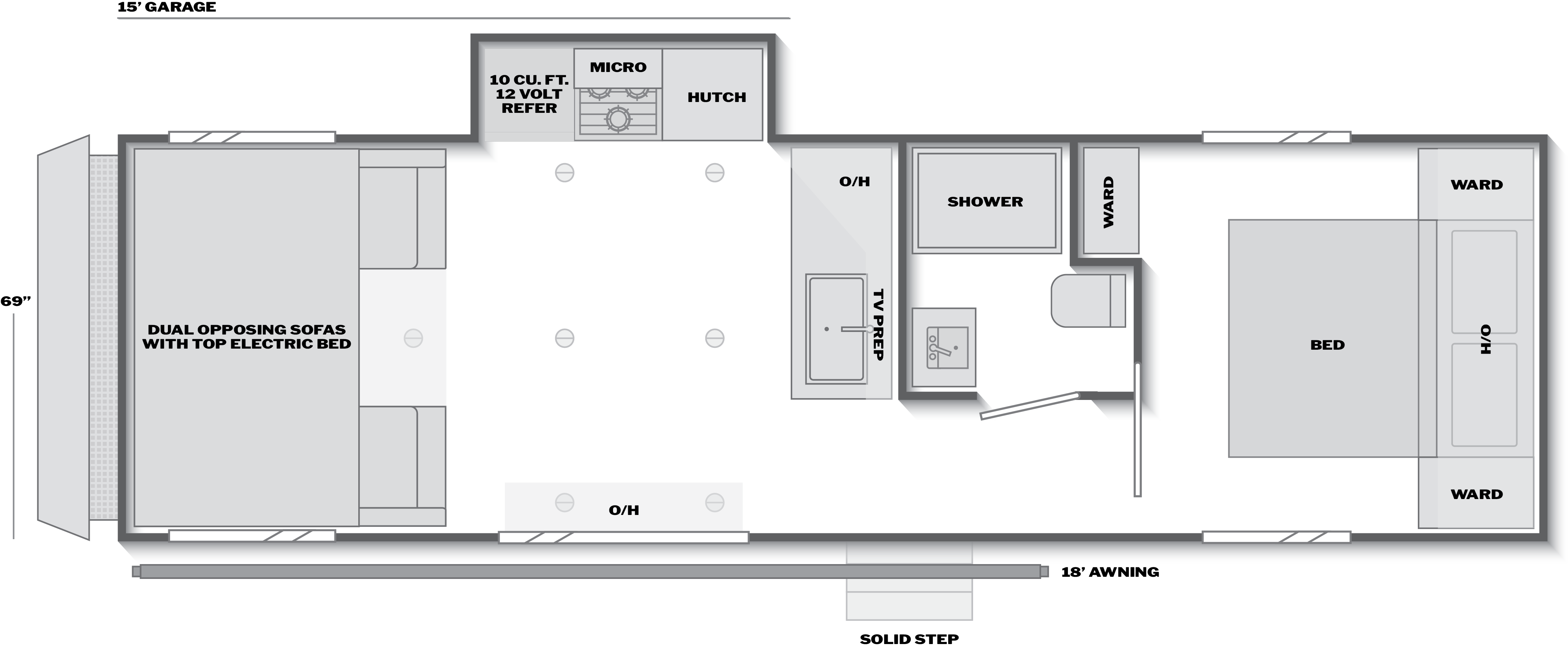 Floorplan of RV model 30WFO