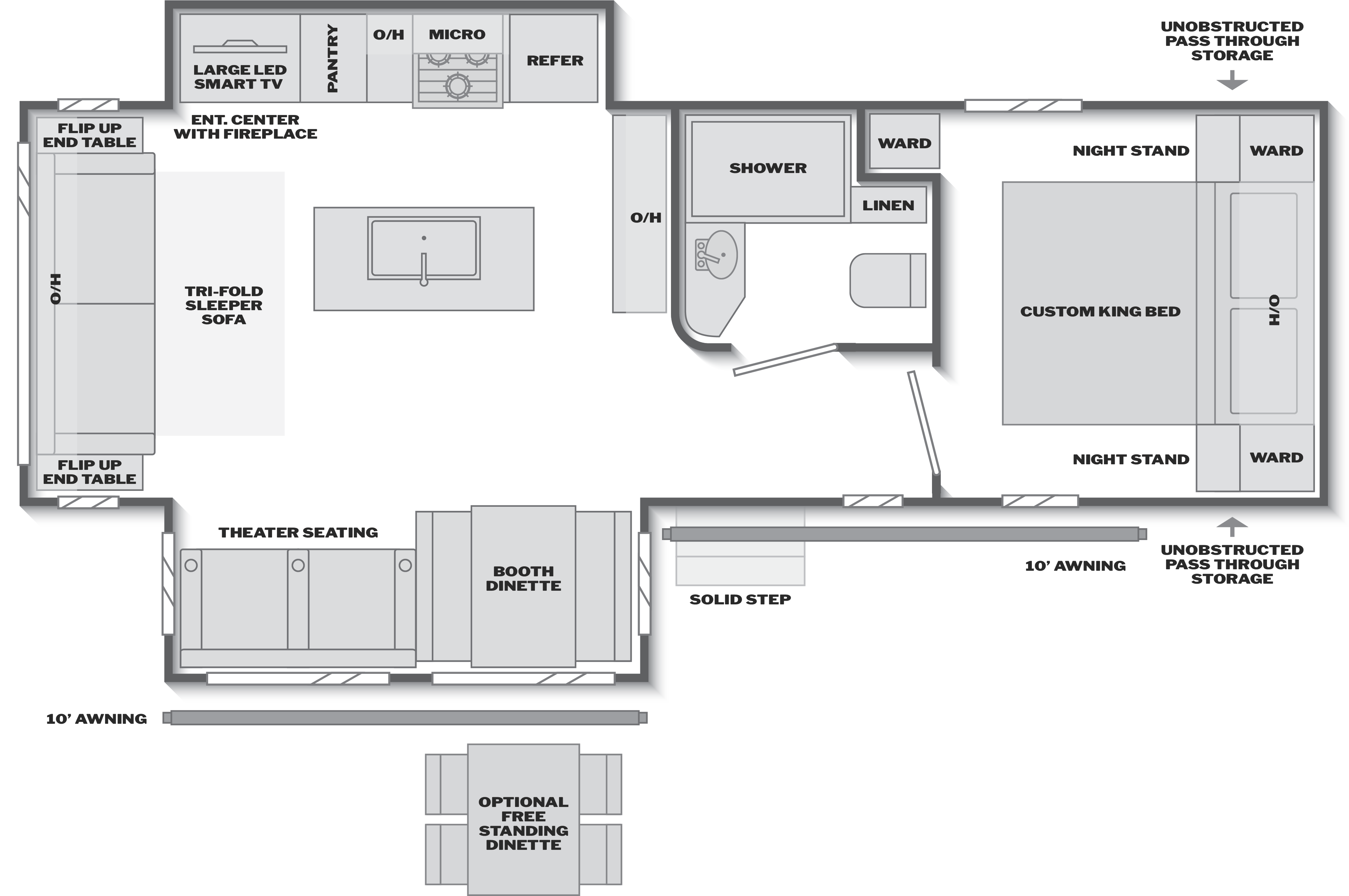 Floorplan of RV model 287RLS