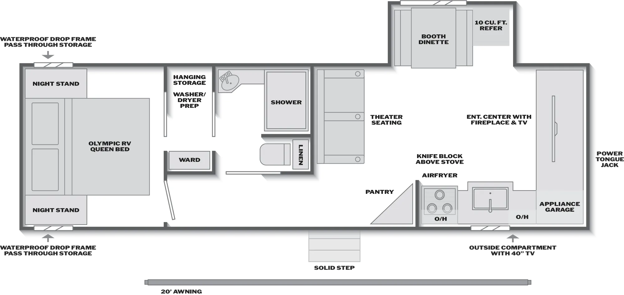 2026 Keystone Springdale MAX 29HAVEN floor plan diagram — Travel Trailer, sleeps 3