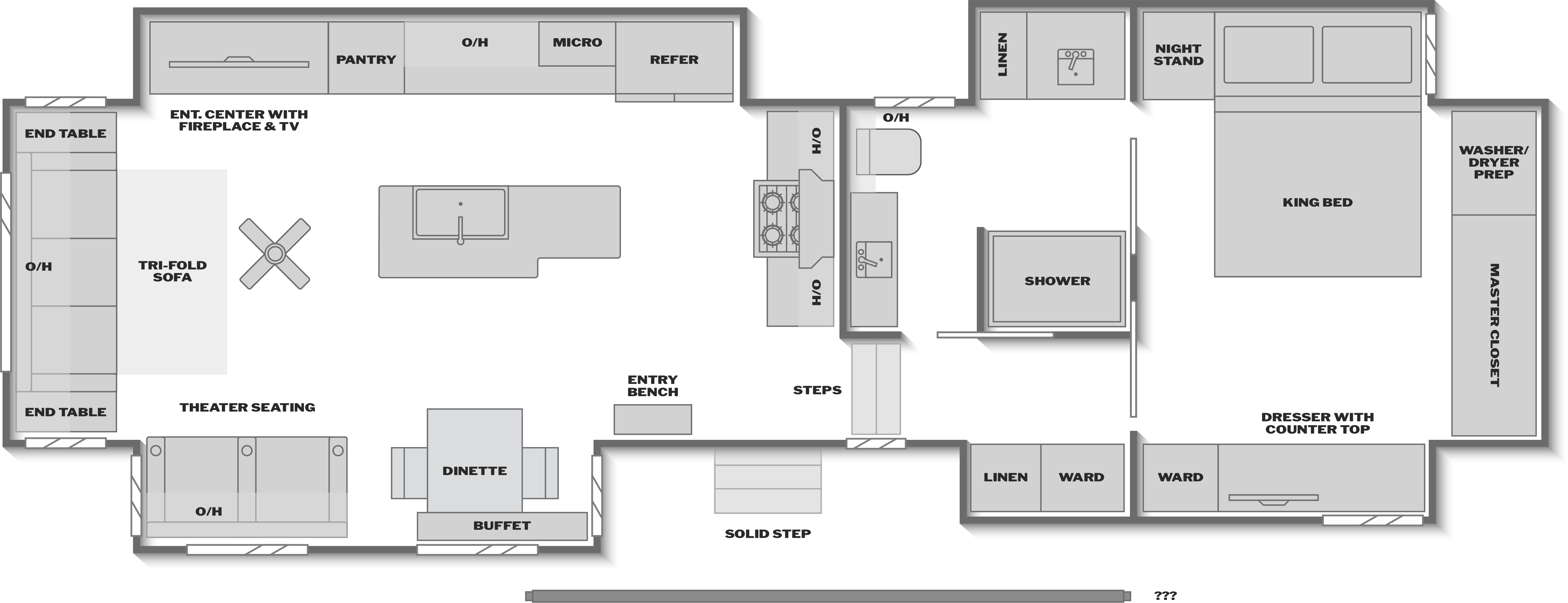 Floorplan of RV model 412GK