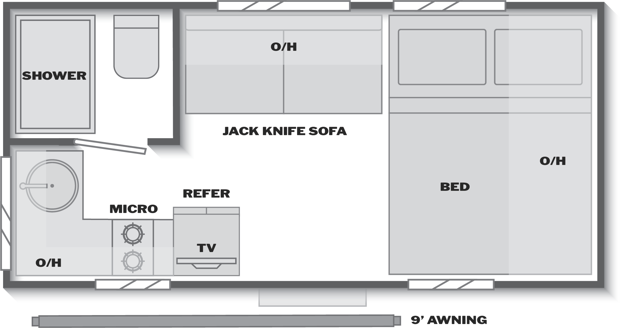Floorplan of RV model 13RK