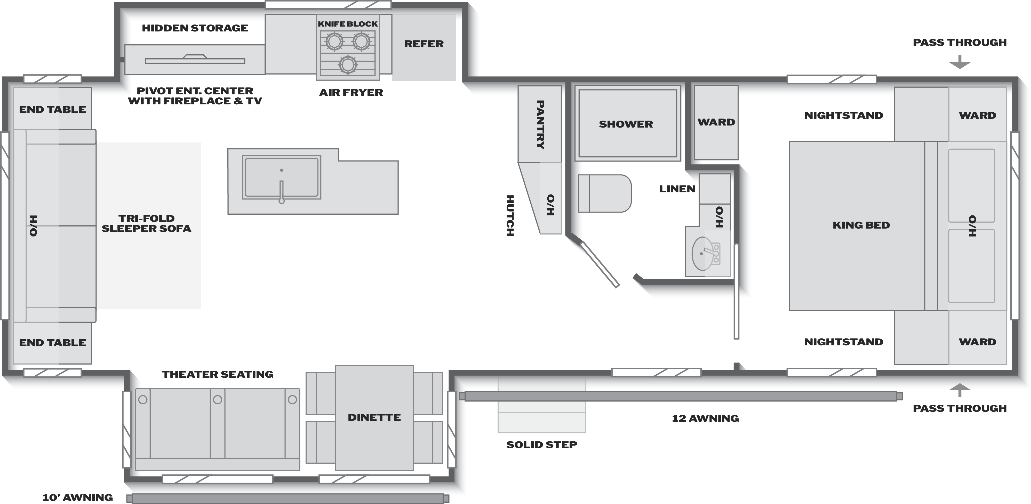 Floorplan of RV model 2950RL