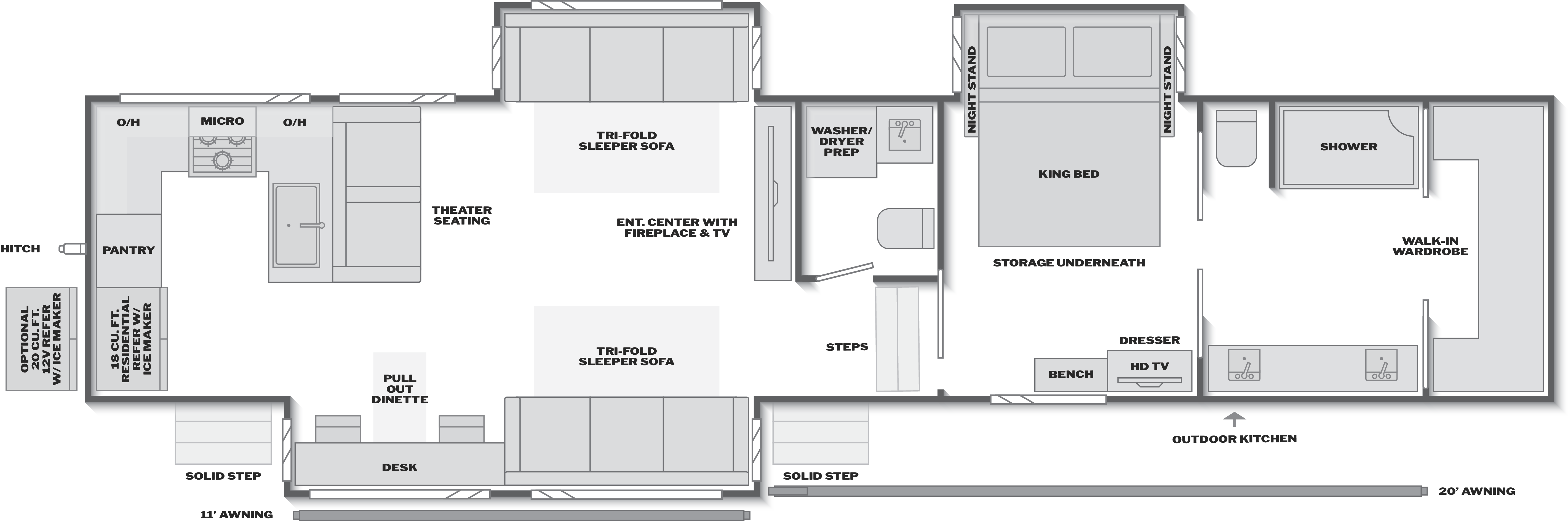 Floorplan of RV model 3910RK