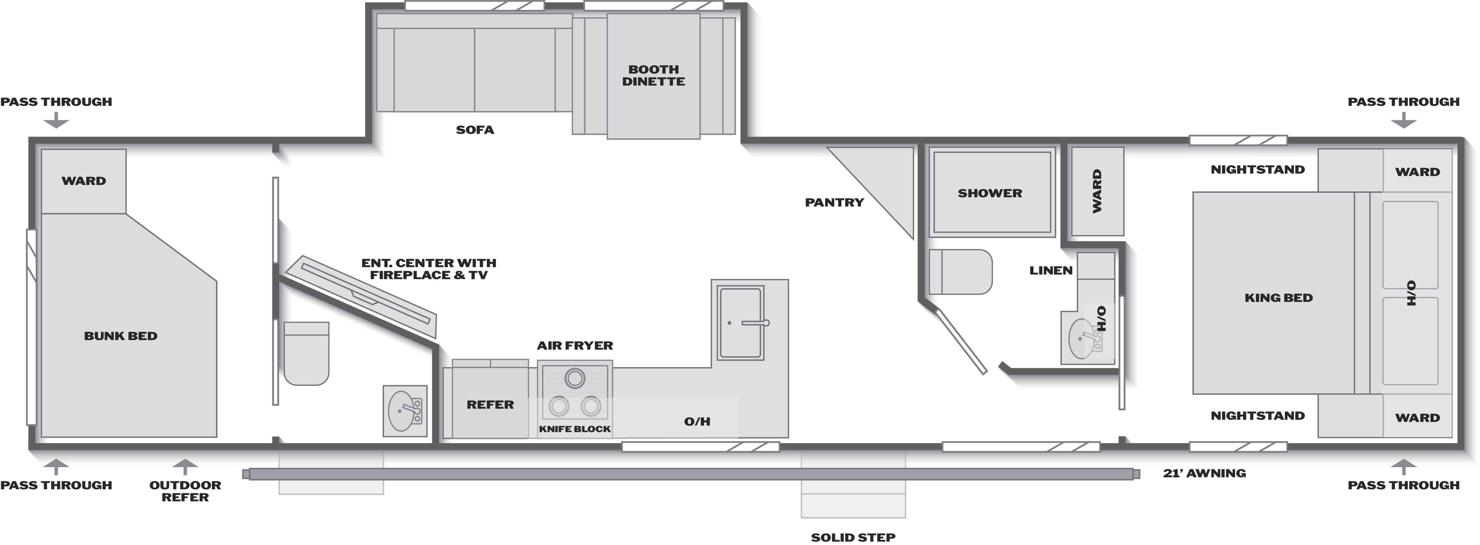 Floorplan of RV model 32BHS