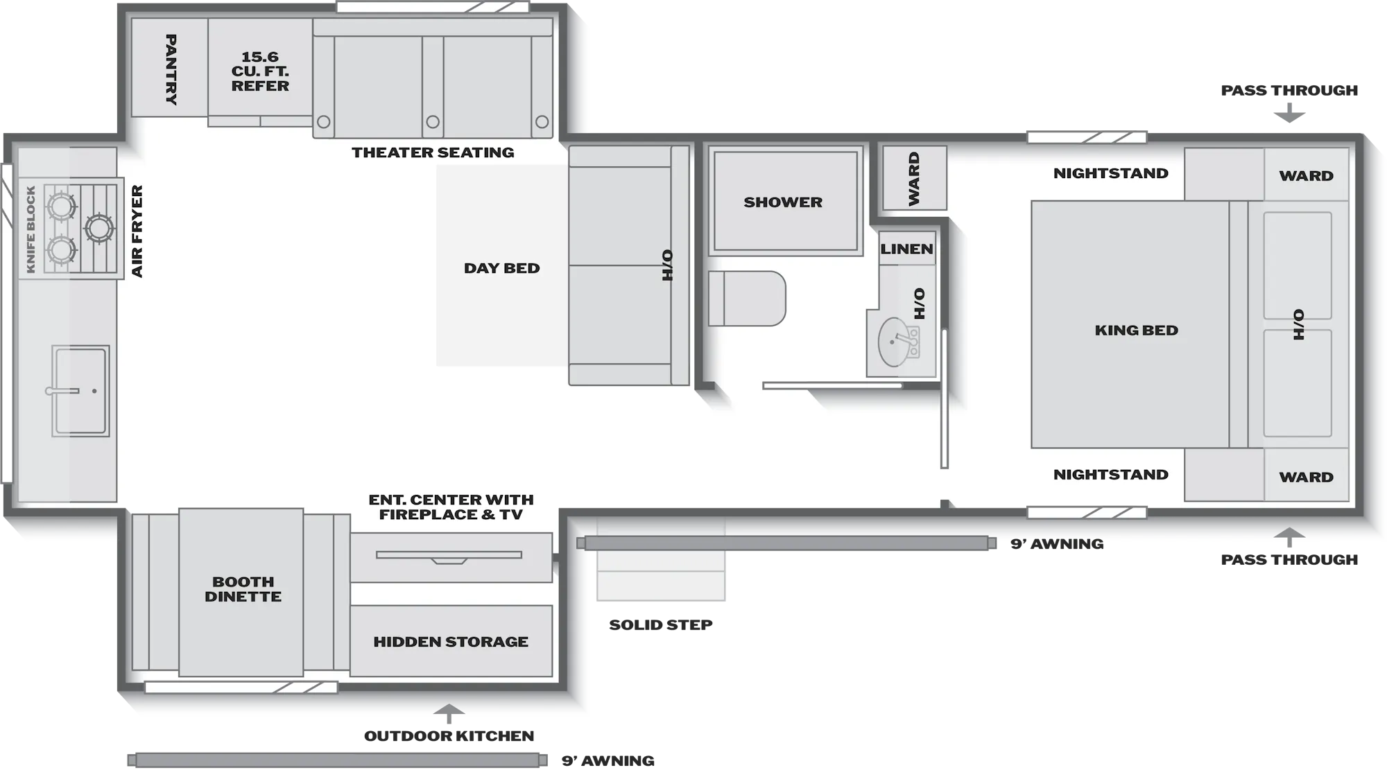 2027 Coleman Lantern 28RKS floor plan diagram — Rear Kitchen, sleeps 4