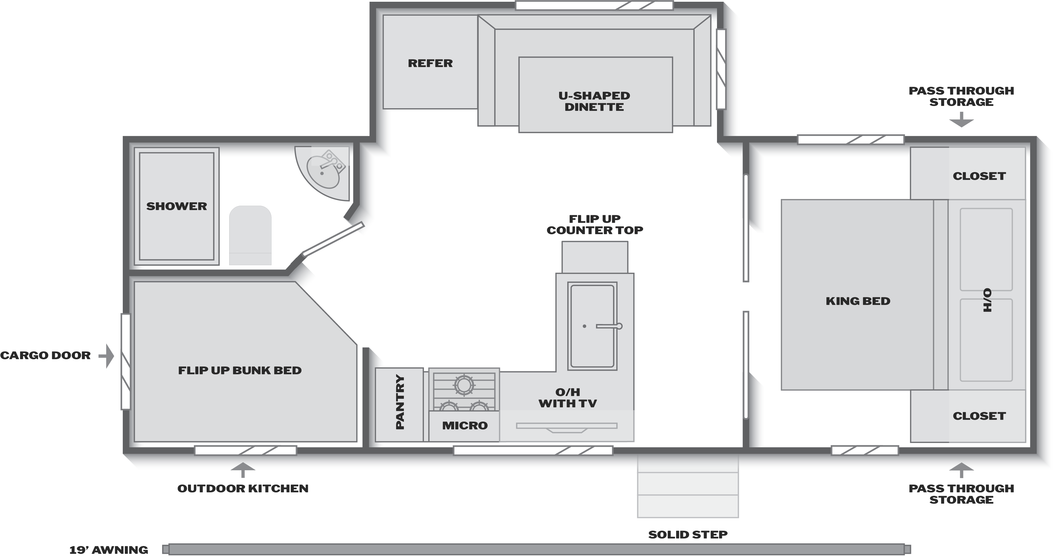 Floorplan of RV model 2290BHWE
