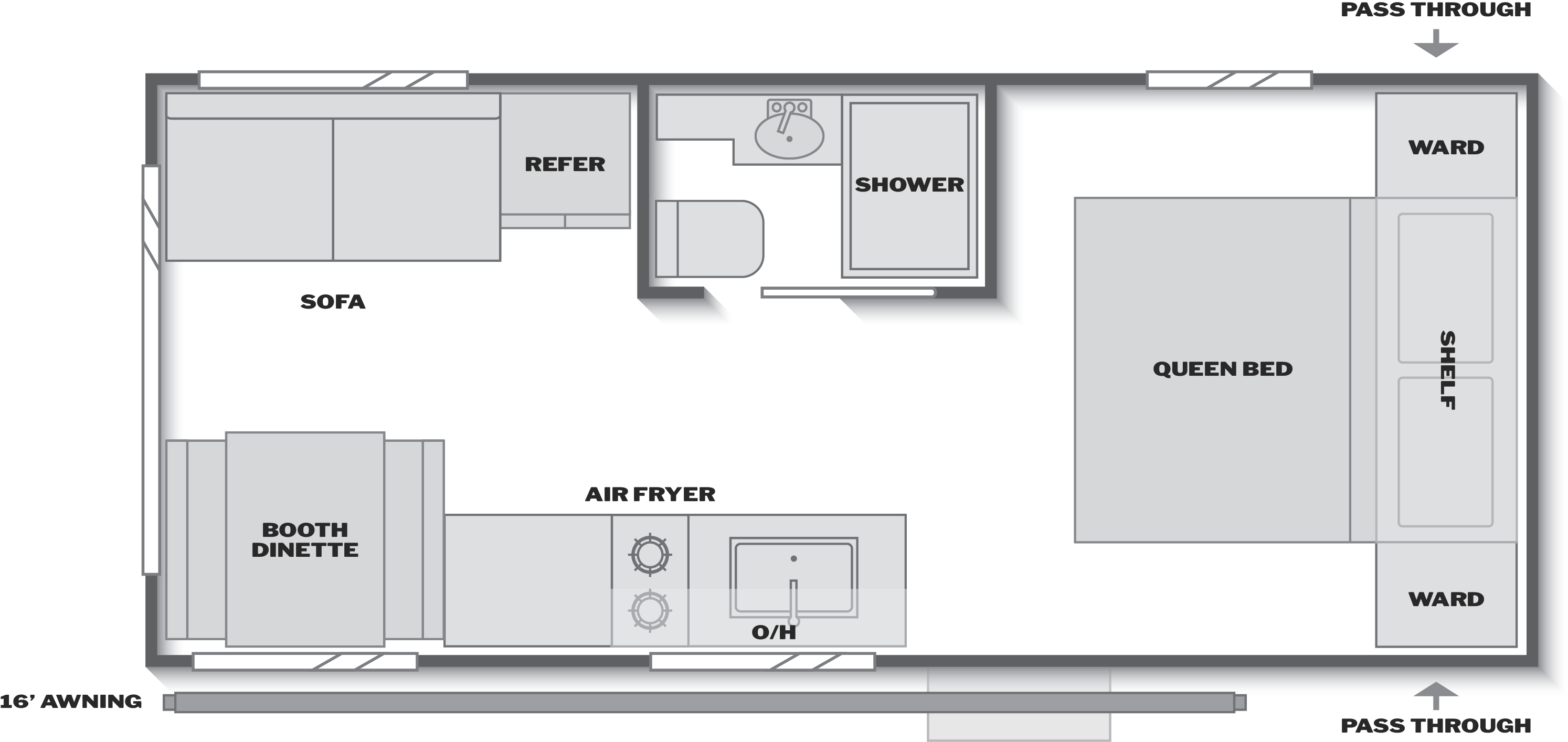 Floorplan of RV model 19R
