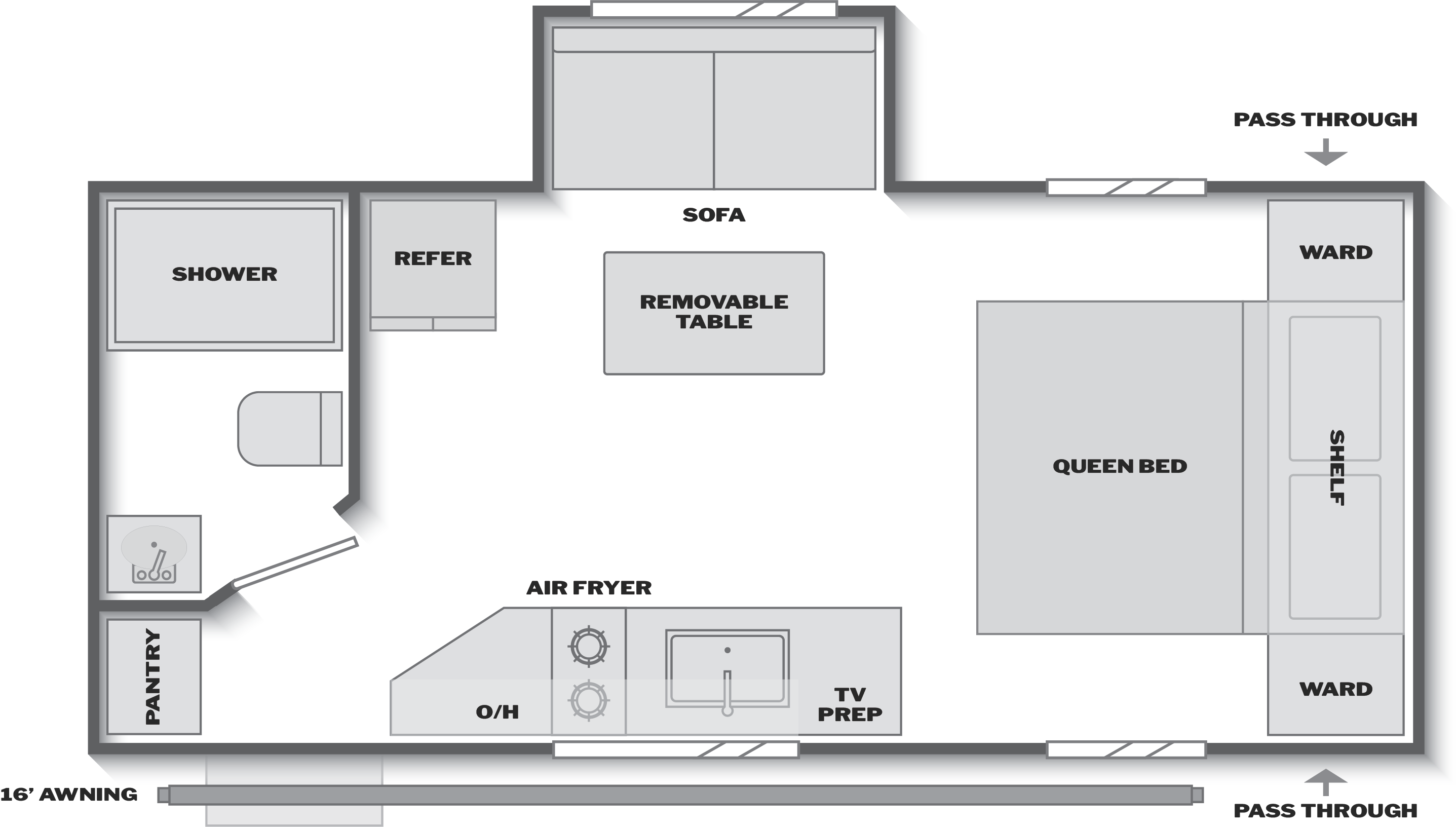 Floorplan of RV model 19S
