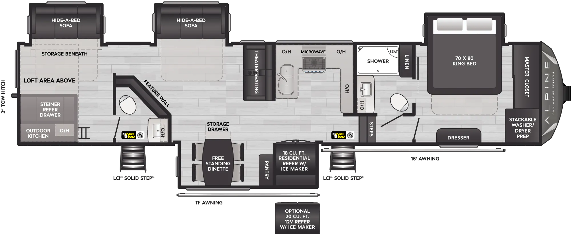 Alpine Avalanche Edition Luxury Fifth Wheels - Model 380LT Floorplan ...