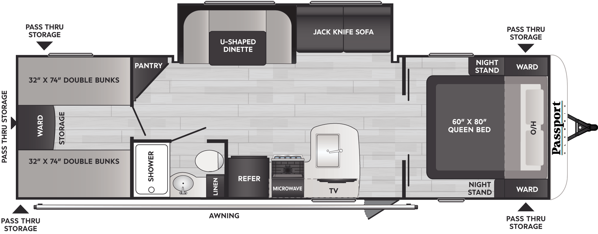 Floorplan of RV model 284QBWE