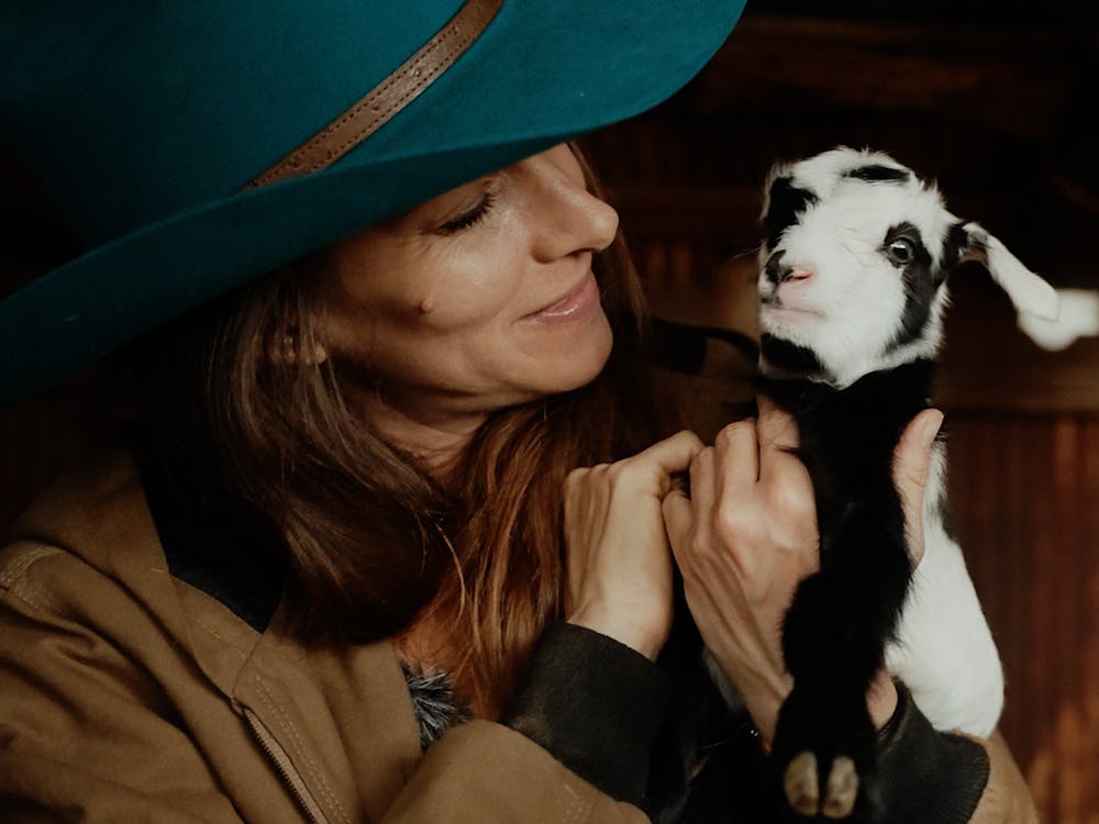 Dawn meeting one of her newest kids on Moon Mountain
