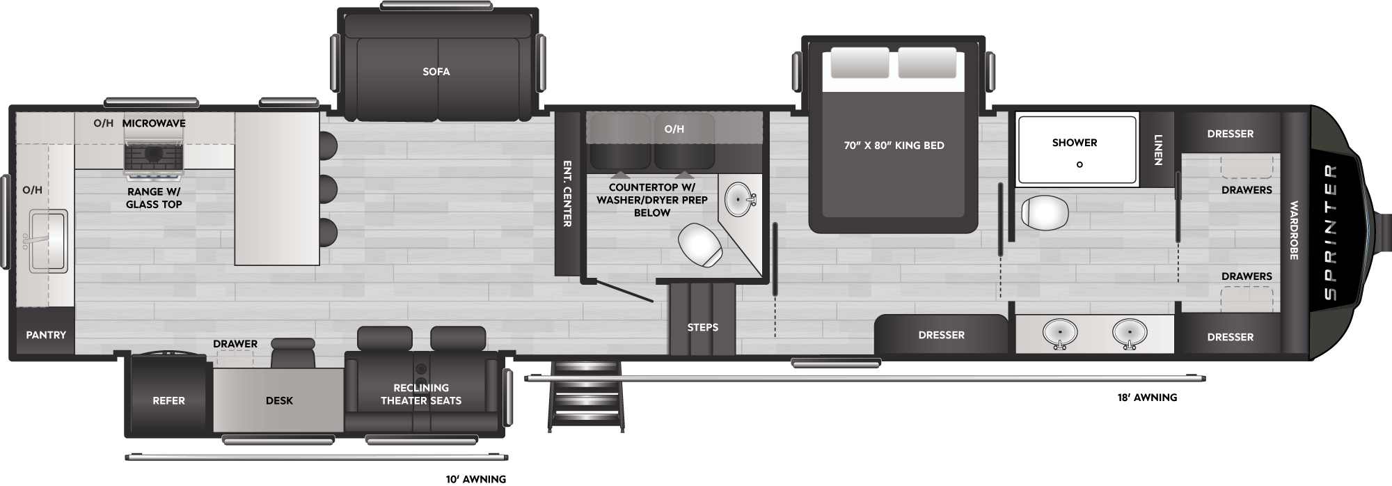 Floorplan of RV model 3840LRK