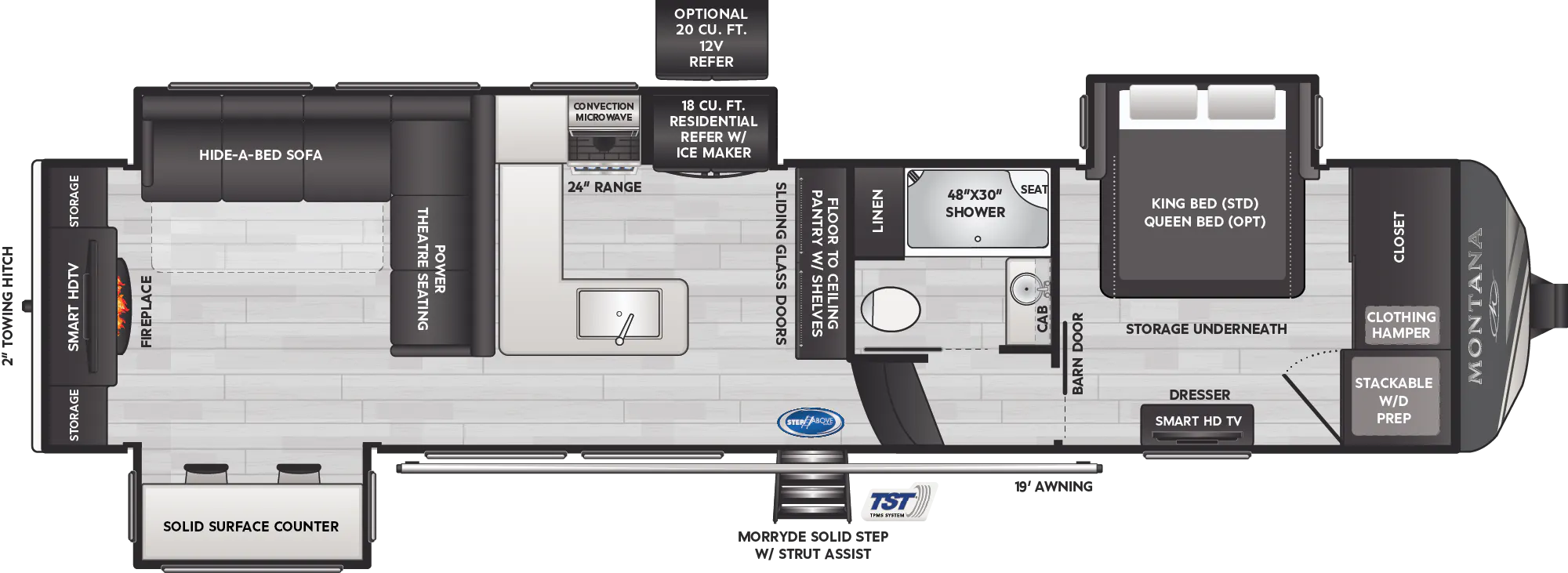 Montana Luxury Fifth Wheels - Model 3531RE Floorplan - Keystone RV