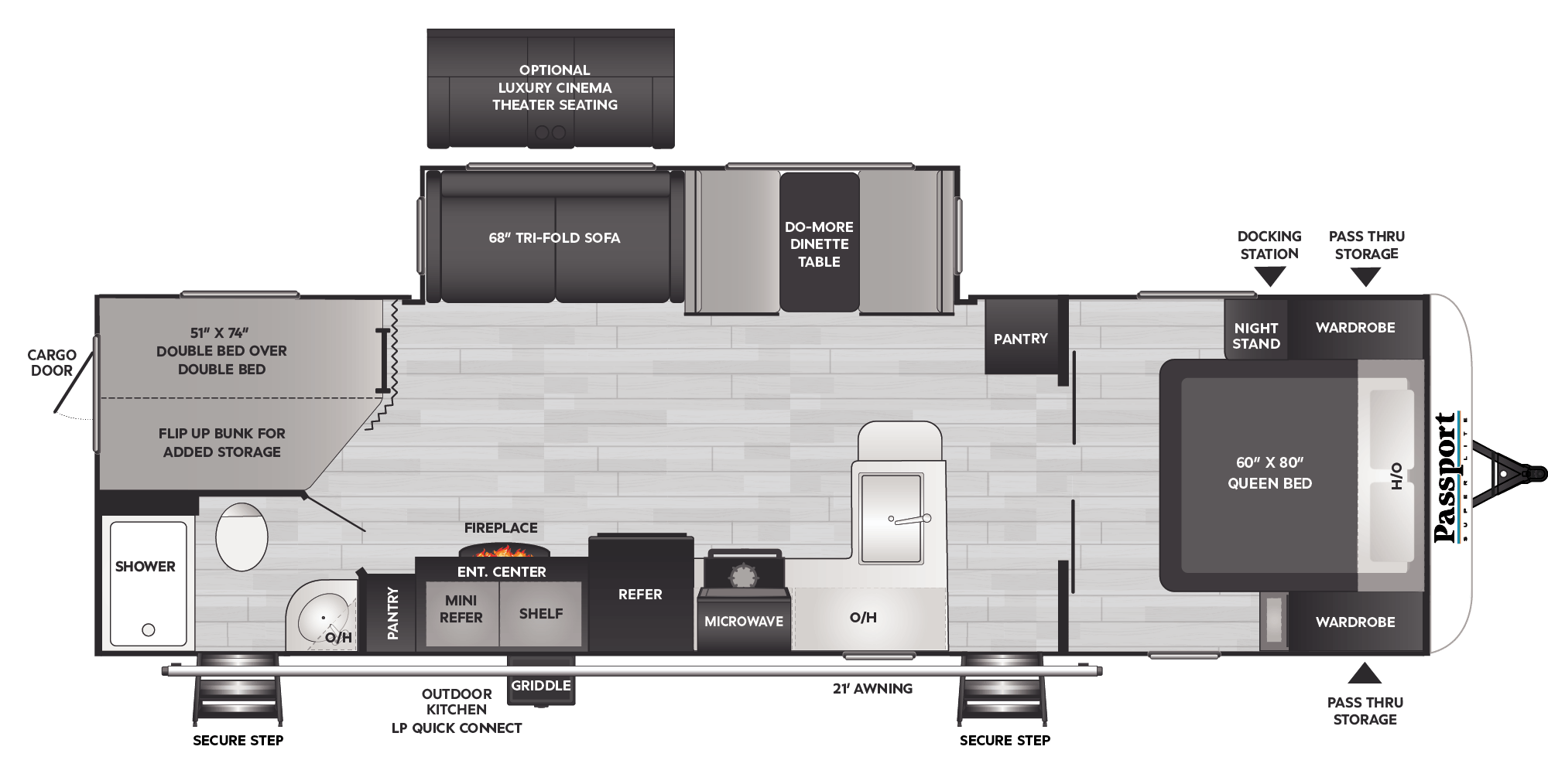 Floorplan of RV model 2900BHWE