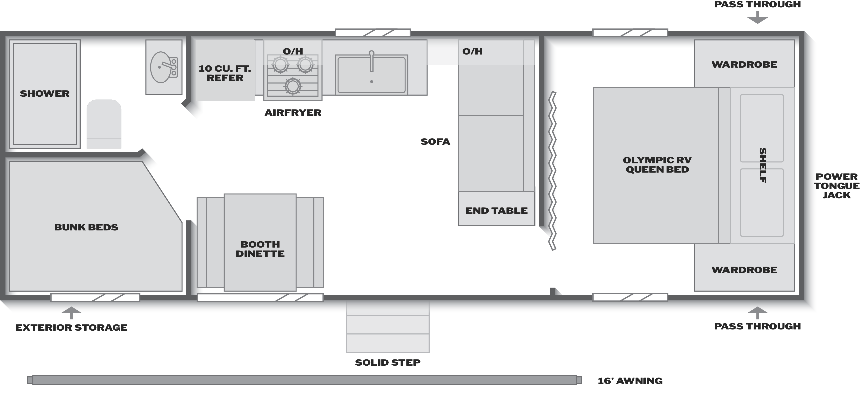 Floorplan of RV model 2300BHWE