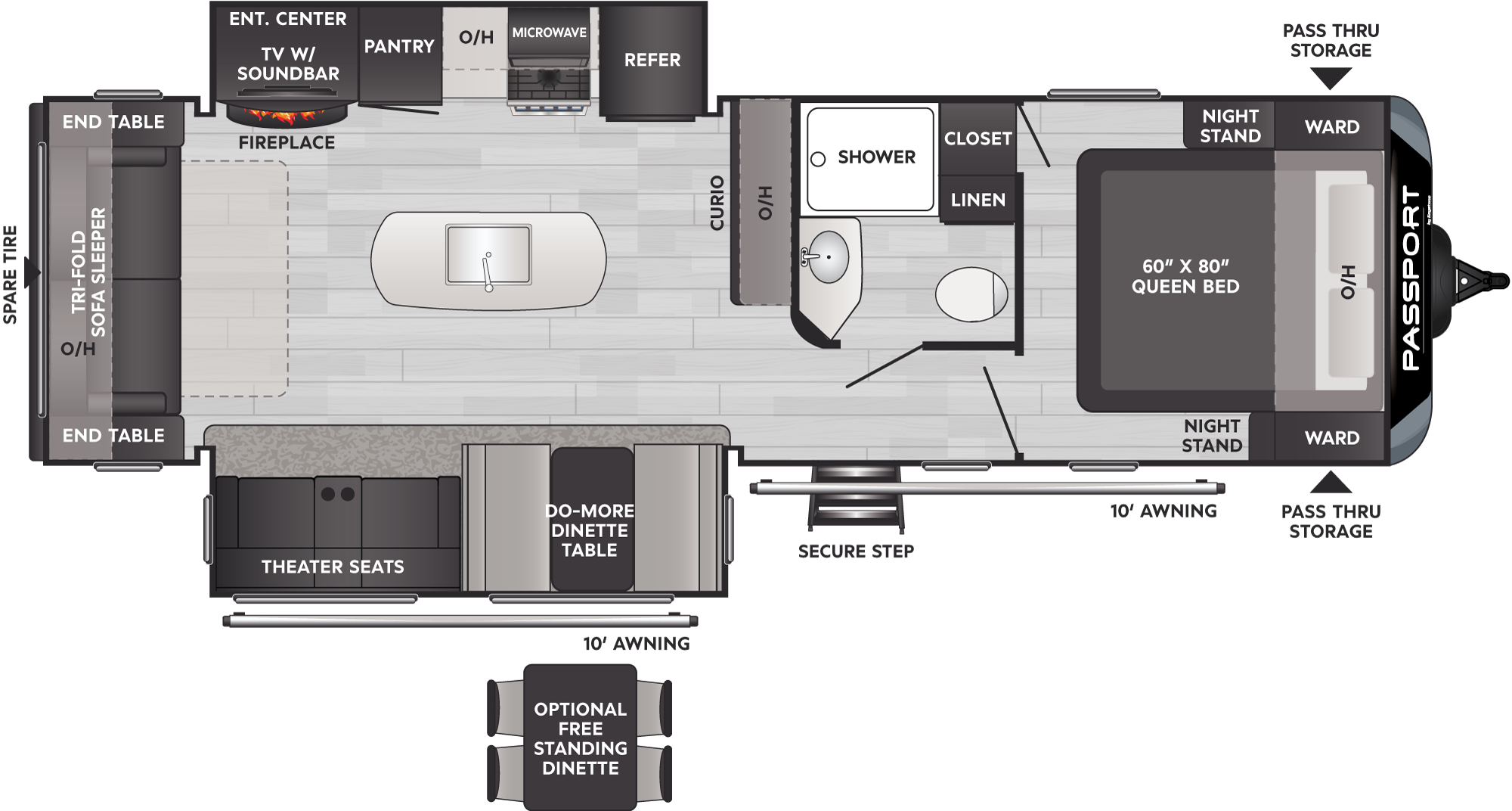 2024 Keystone Passport Gt 2870RL floorplan diagram