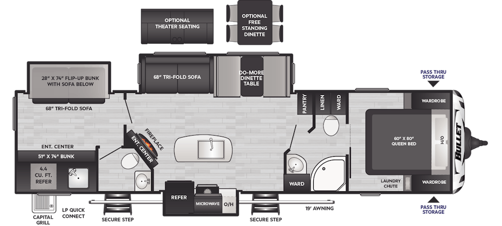 Bullet 330BKQ Floorplan Drawing