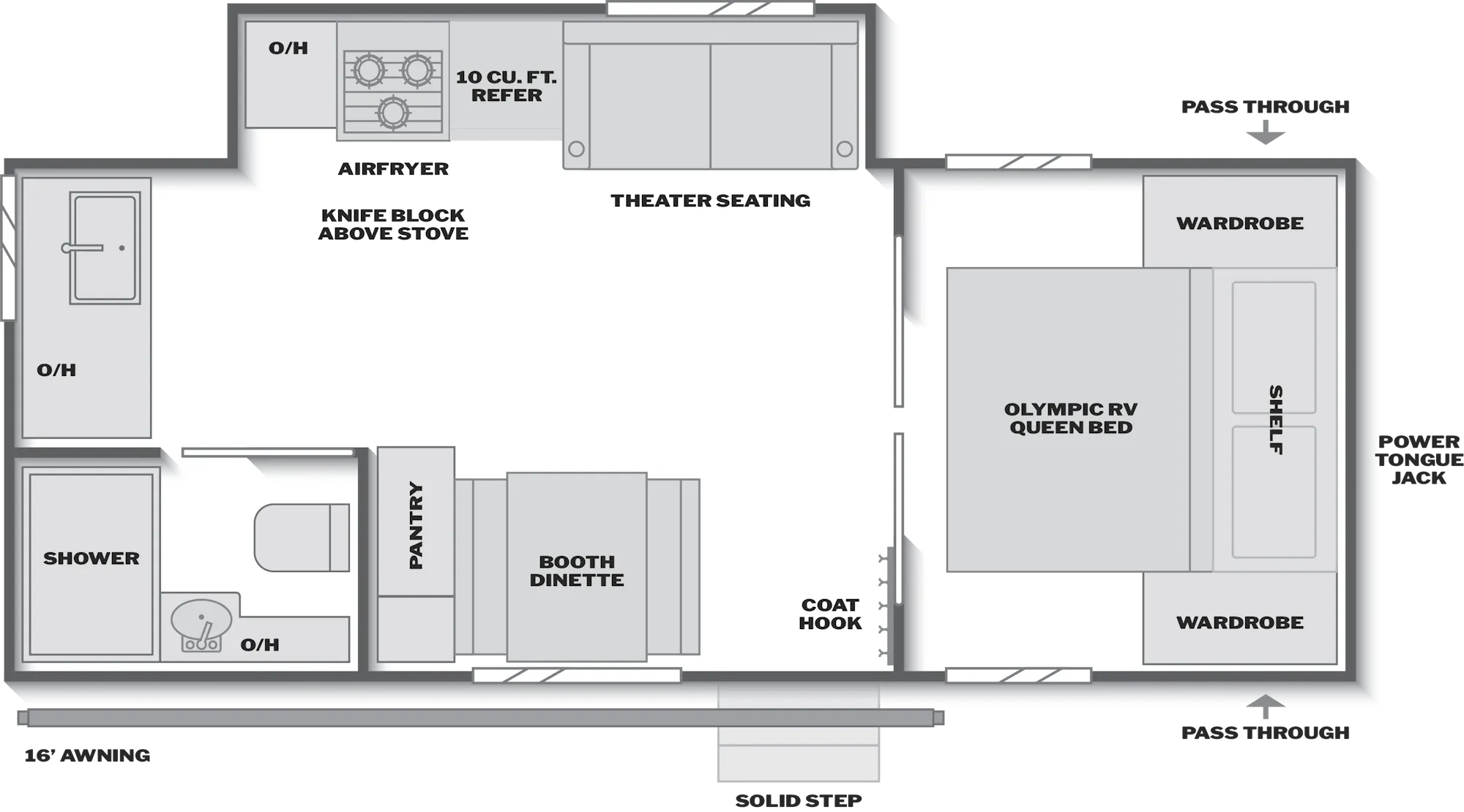 2025 Keystone Hideout 234MLSWE floor plan diagram — Rear Kitchen, sleeps 3