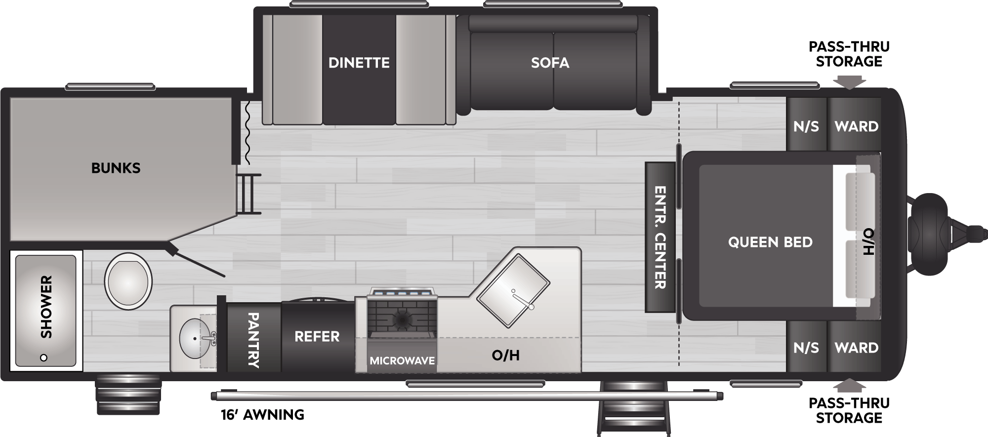 Floorplan of RV model 263BHWE