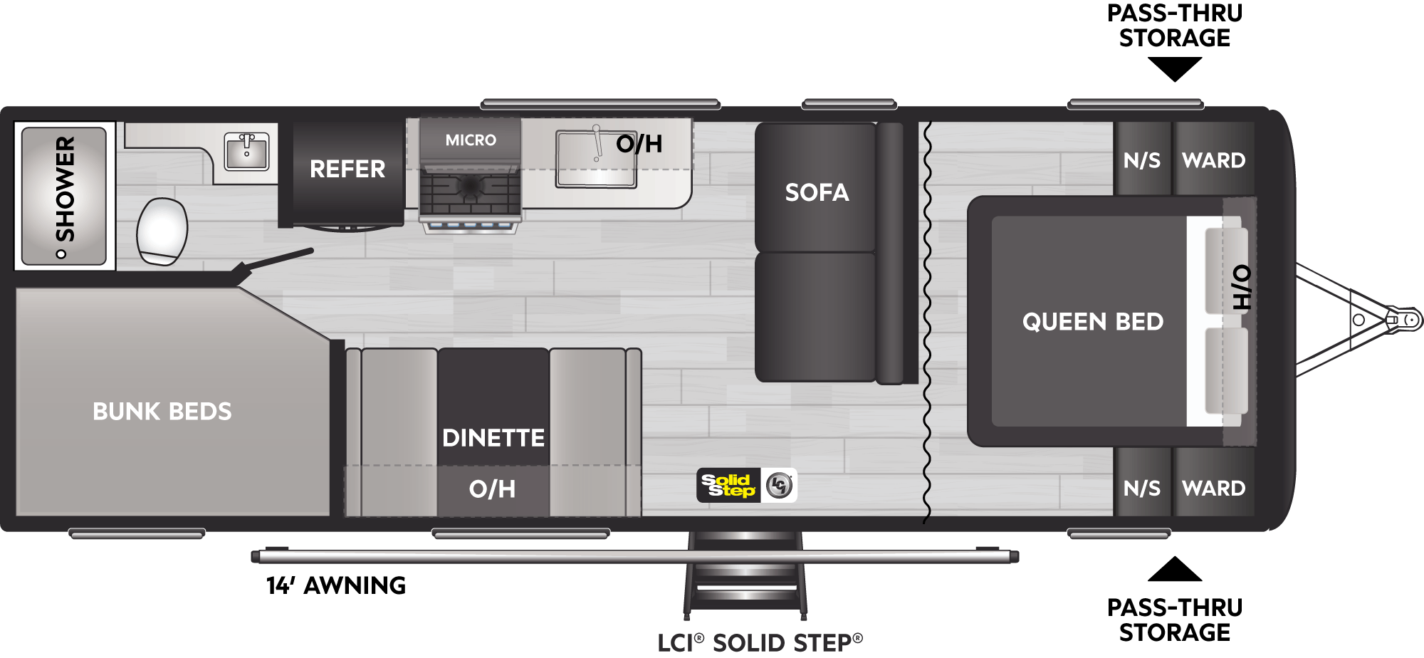 Floorplan of RV model 274BHWE