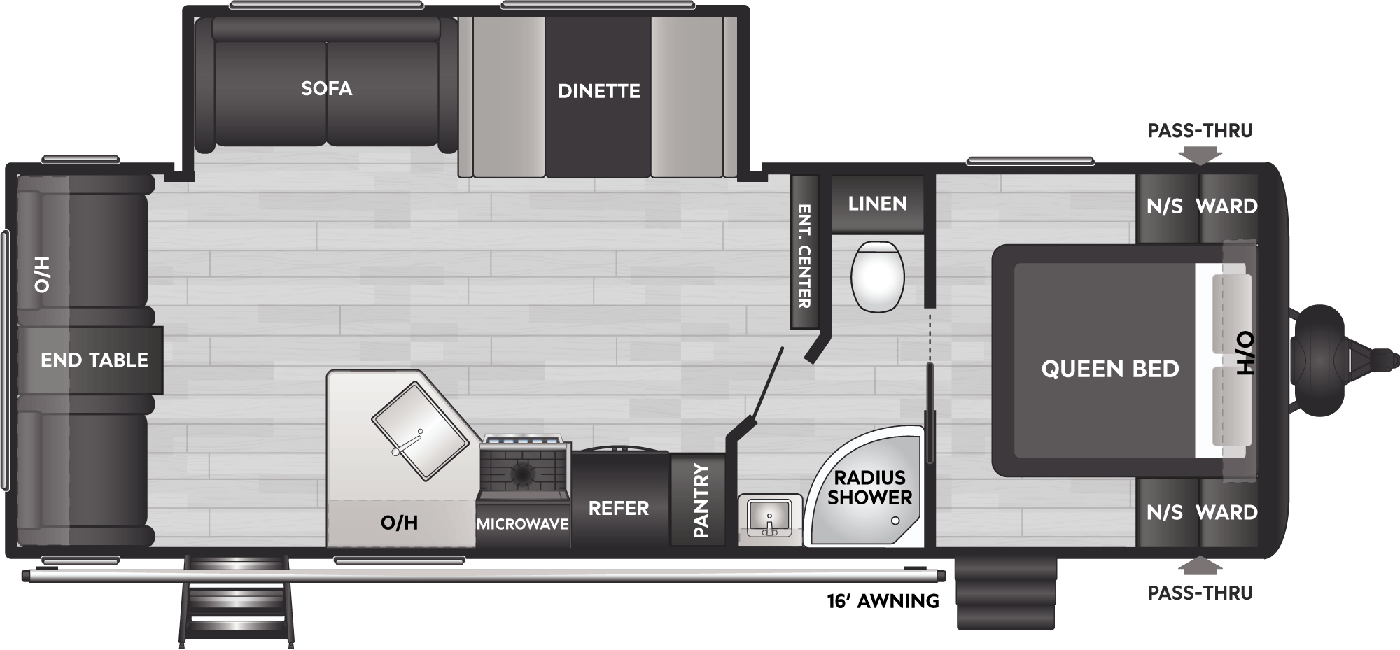 Floorplan of RV model 264RL