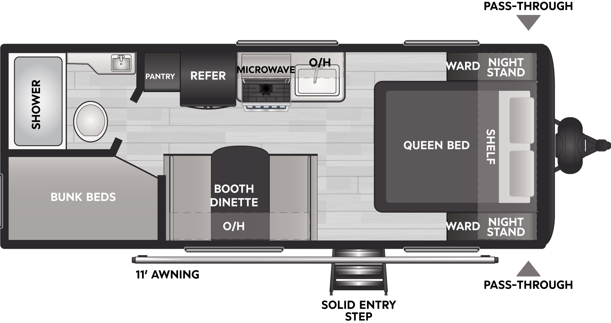 Floorplan of RV model 214BHWE