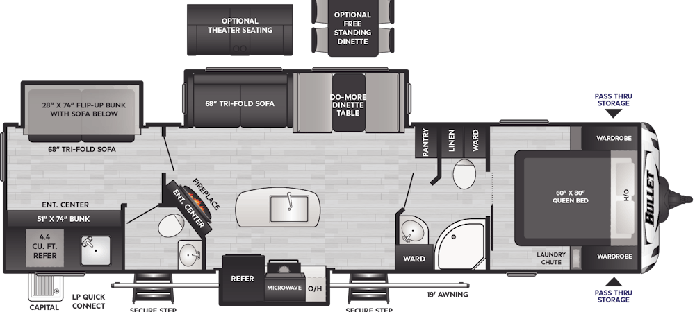 Bullet 330BKQ Floorplan Drawing