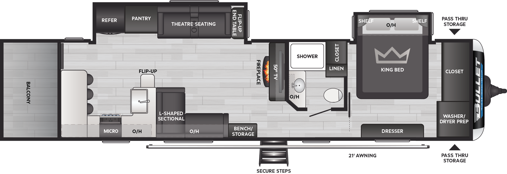 Bullet Premium Comfort Travel Trailers Model 336BBK Floorplan