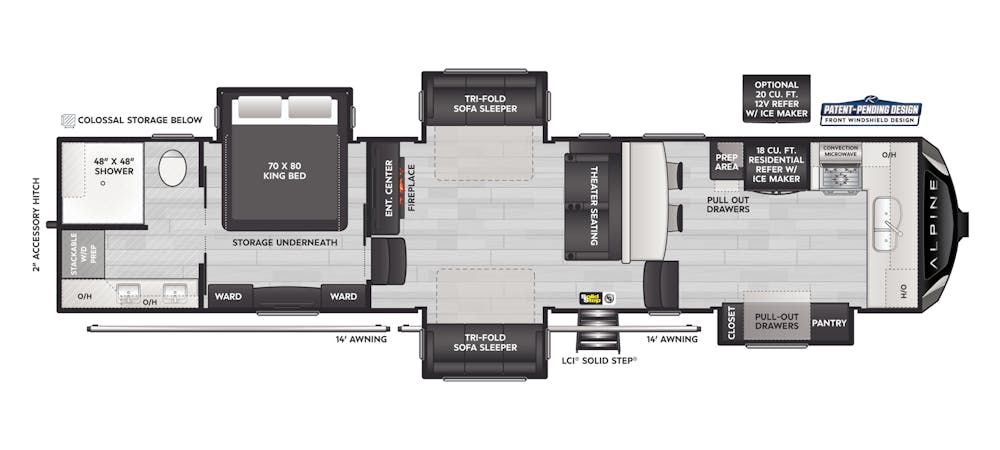 Alpine 3820FK Floorplan Drawing