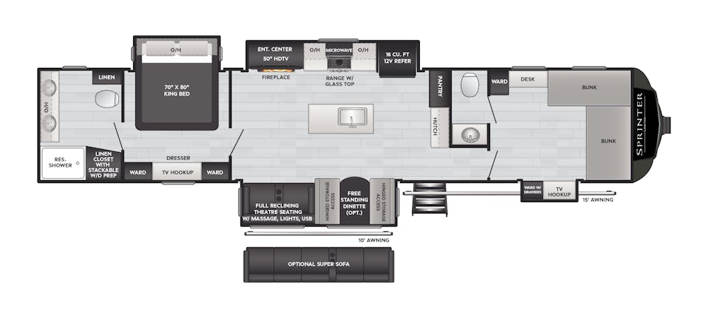 Sprinter 3980FBS Floorplan Drawing