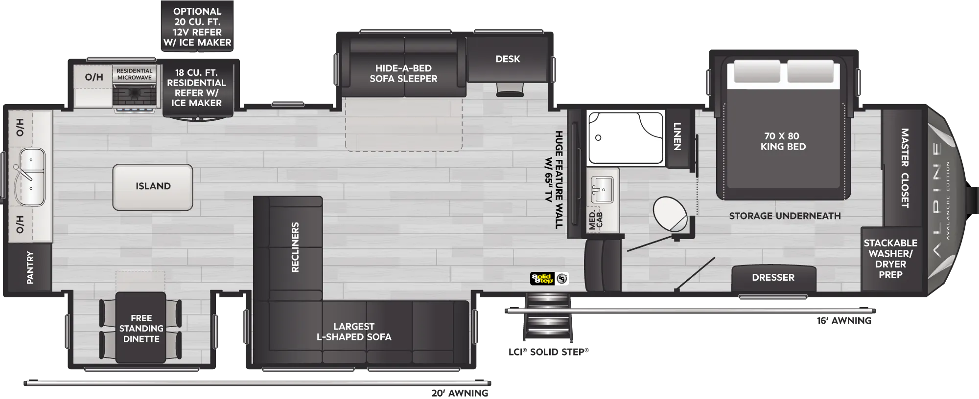 Alpine Rvs Alpine Avalanche Edition Luxury Fifth Wheels - Model 366LS Floorplan ...