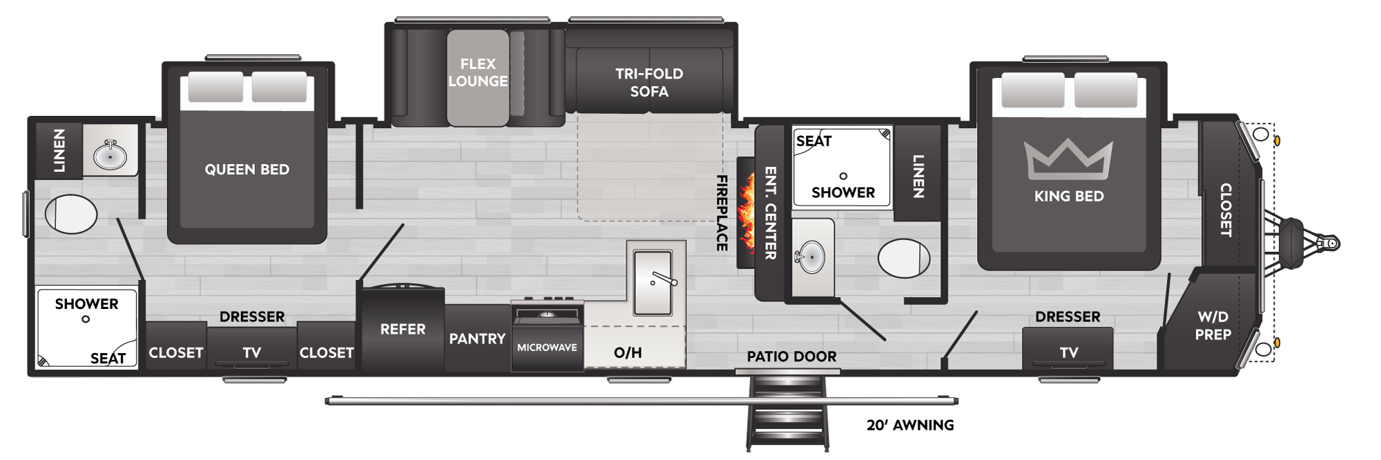 2025 Keystone Hideout Destination 38DBD floorplan diagram