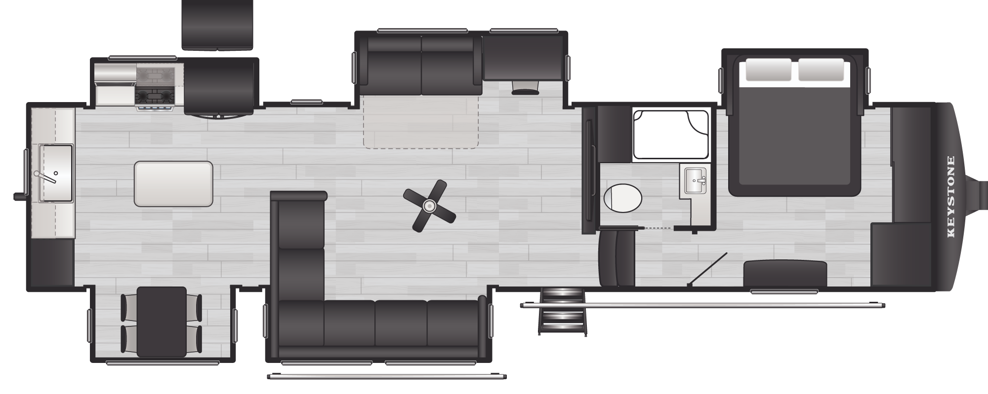 Floorplan of RV model 366LS