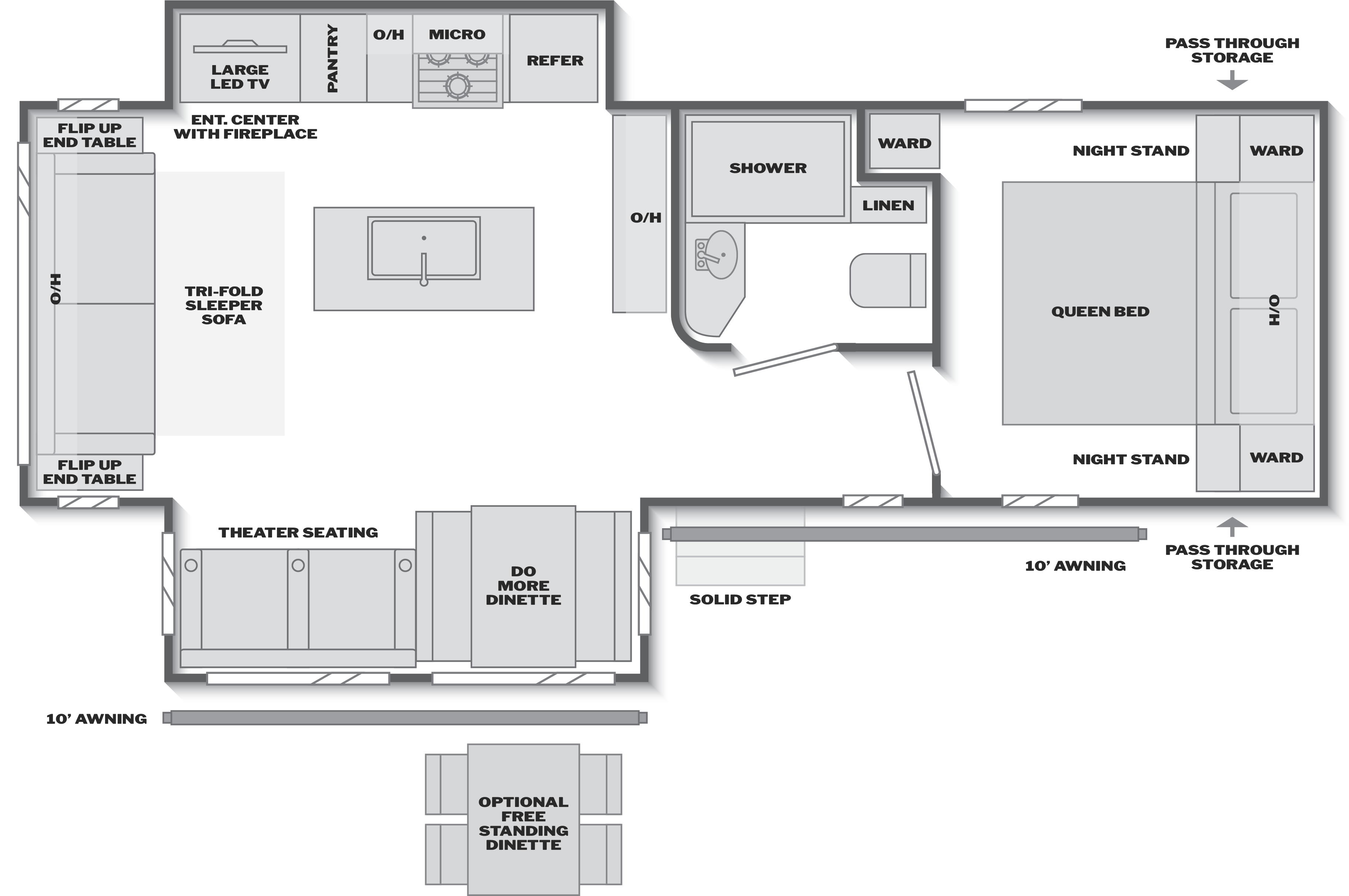 Floorplan of RV model 287RLSWE