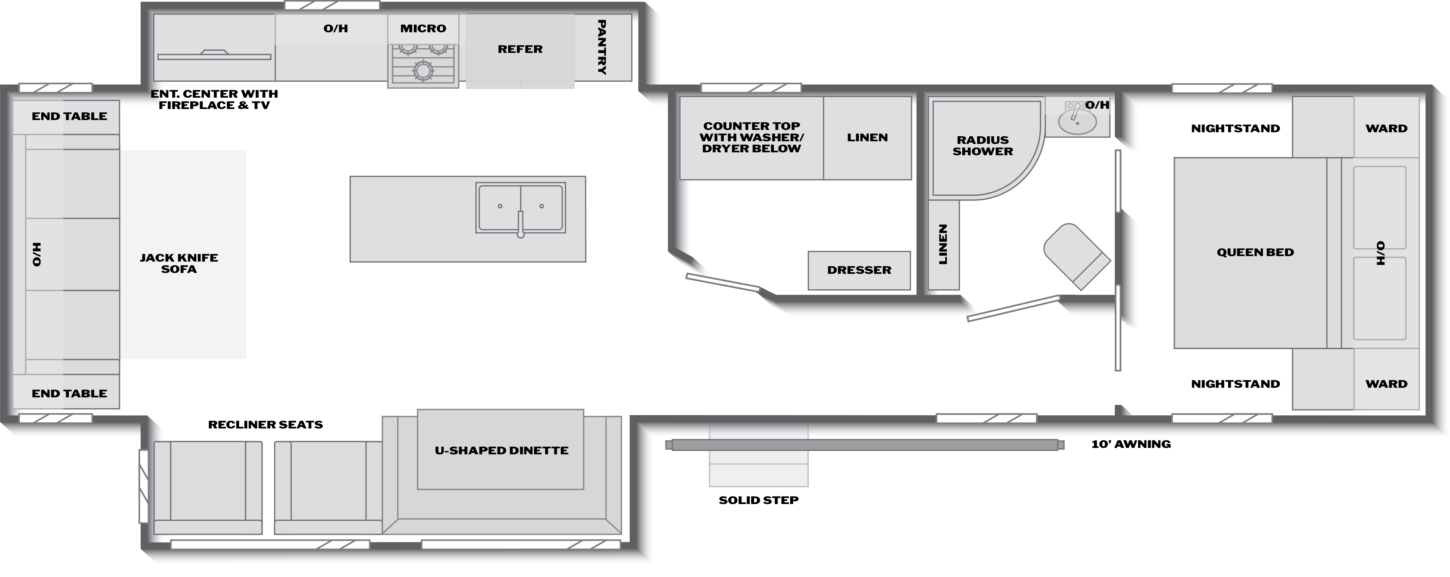 Floorplan of RV model 340LR