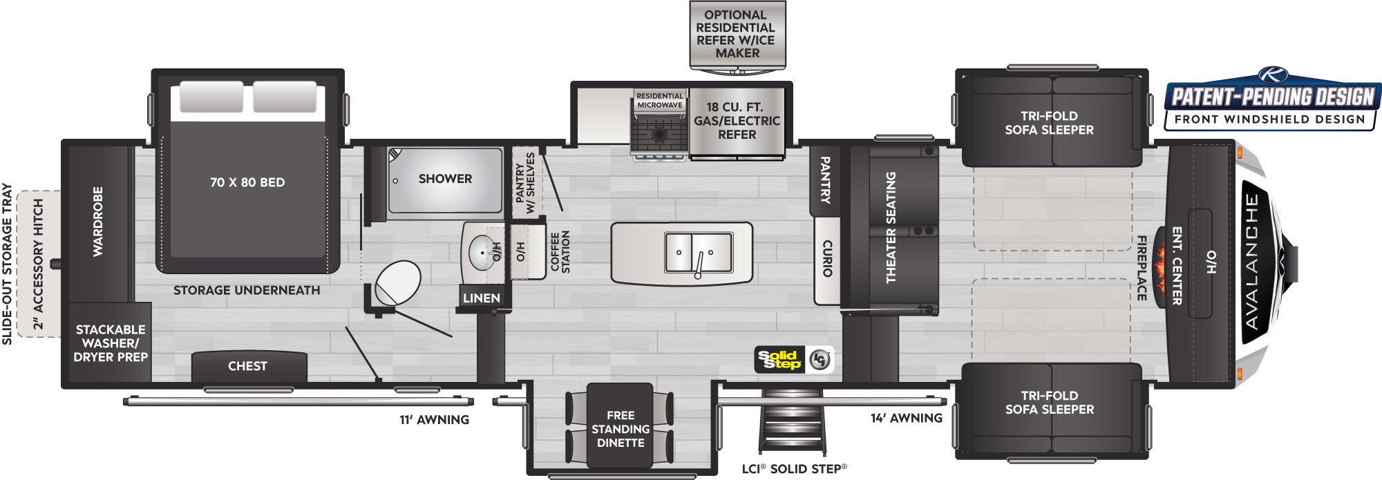 2023 Keystone Avalanche 360FL floorplan diagram