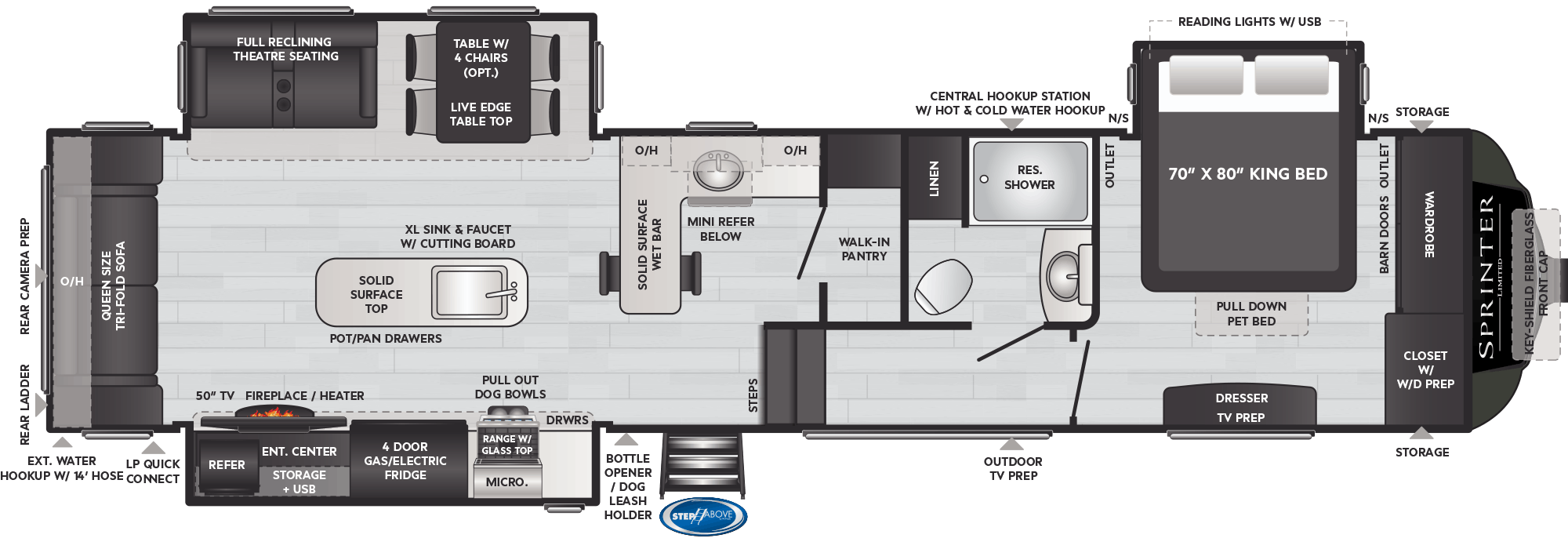 Floor Plan: 2020 Sprinter 3560FWRLB