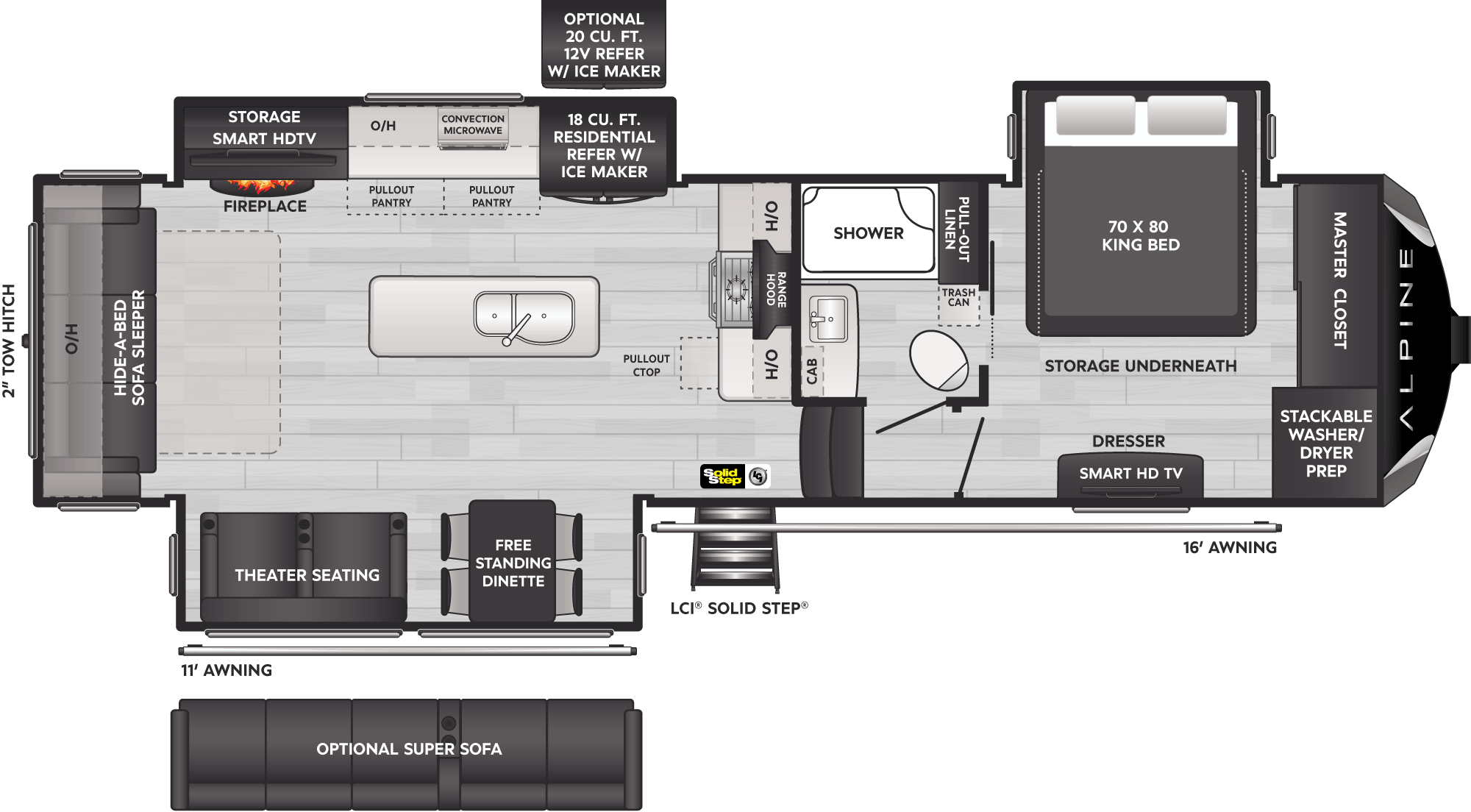 Floorplan of RV model 3011CK