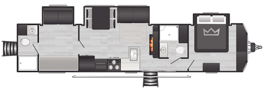 Floorplan of RV model 38BHT