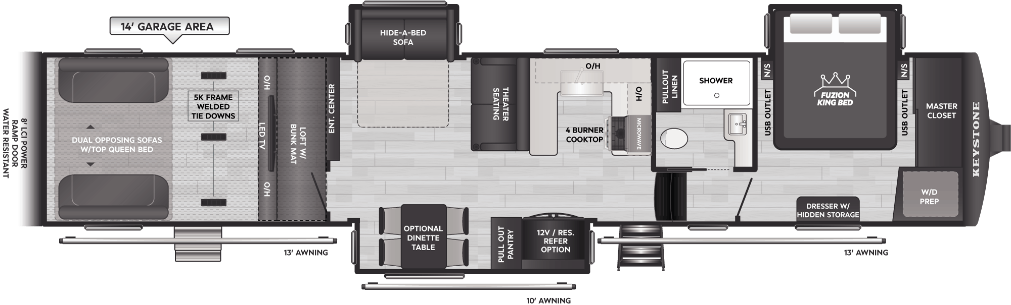 Floorplan of RV model 442