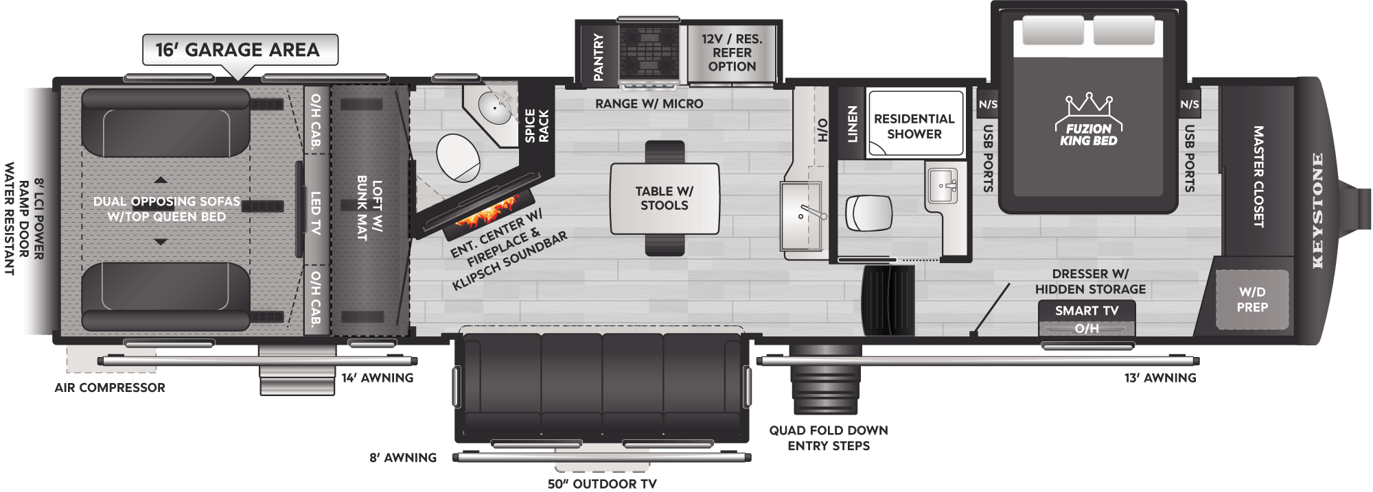 Floorplan of RV model 419