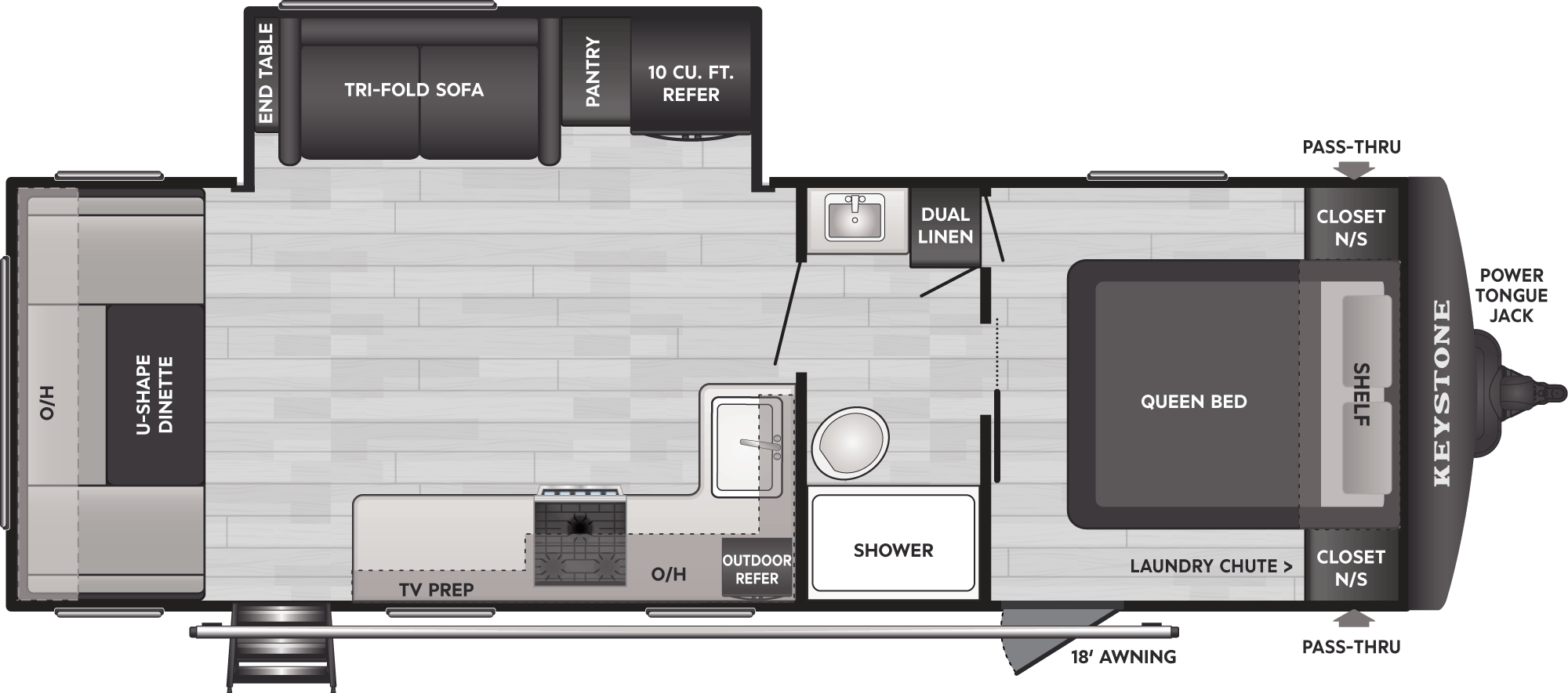 Floorplan of RV model 25RDS